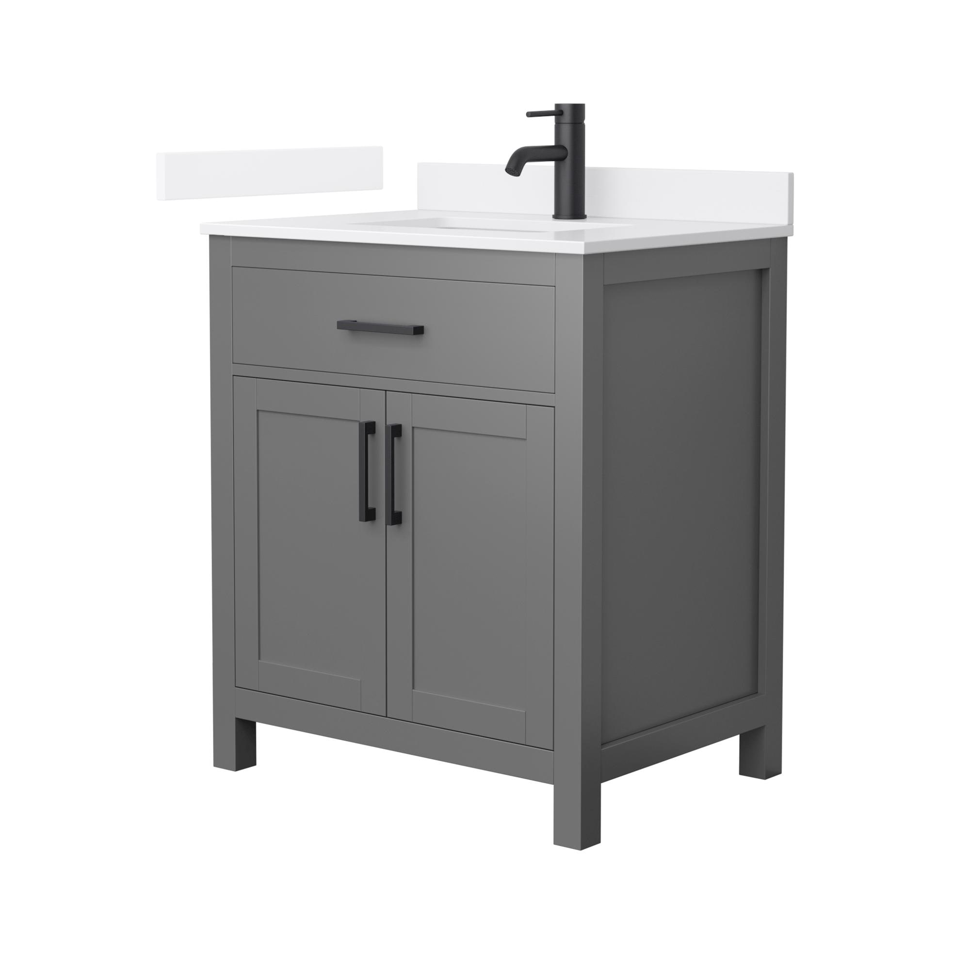 Wyndham Collection Beckett 30-in Dark Gray with Matte Black Trim Undermount Single Sink Bathroom Vanity with White Quartz Quartz Top
