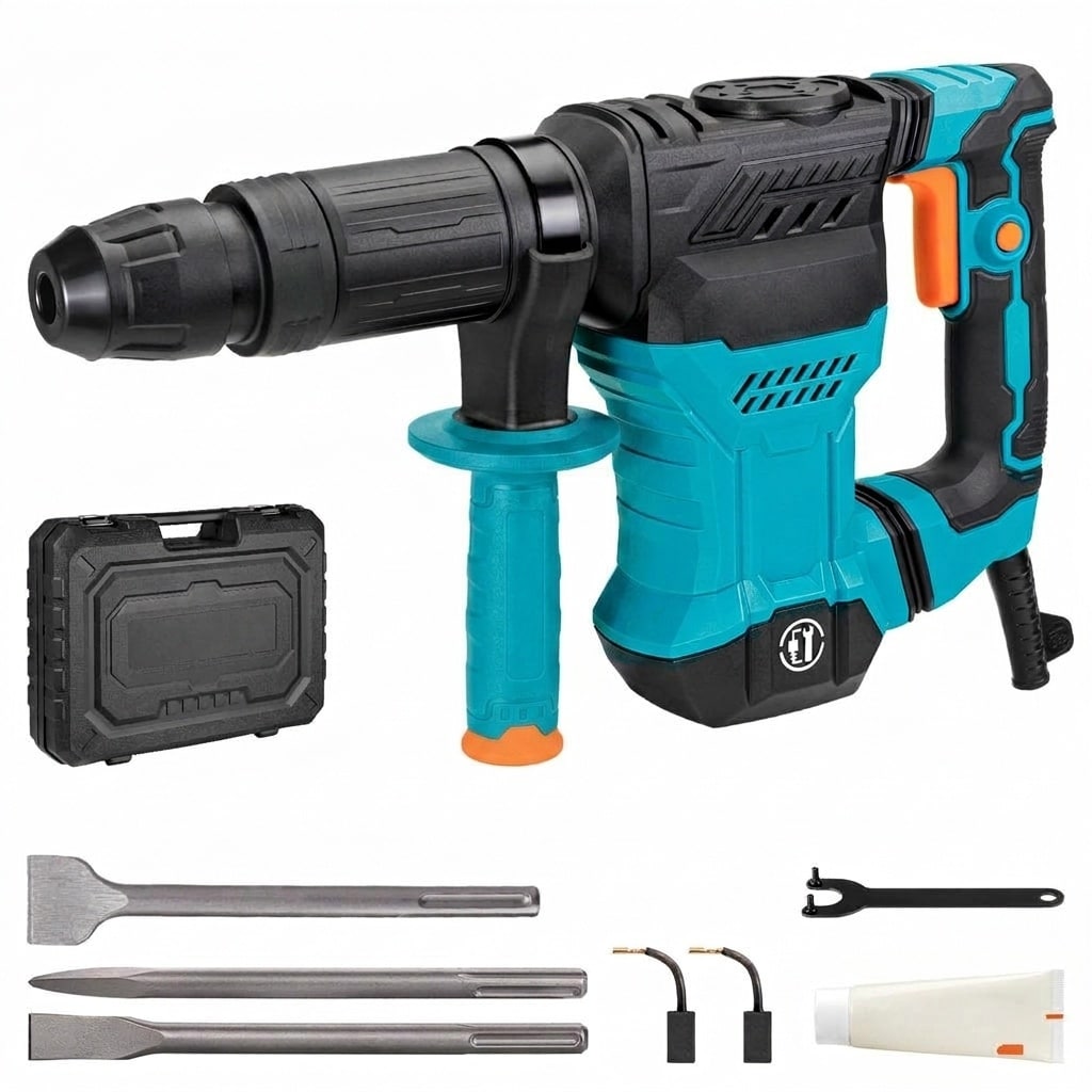 Etokfoks 1 9 16 in Handle SDS Max Demolition Jack Hammer Set with Variable Lock Anti Vibration 3 Chisels Case 1 Piece #LET2V3DGJ