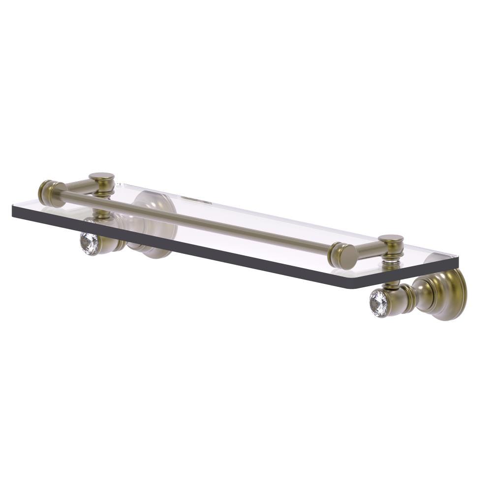 Allied Brass CC-1-16-GAL-ABR Carolina Crystal Antique Brass Wall mount Bathroom Shelf ( 16-in x 3.3-in x 5-in )