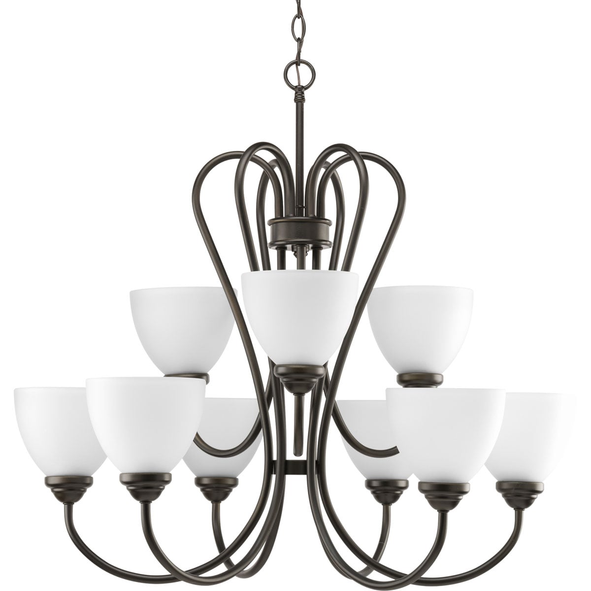 Progress Lighting P4668-20 Heart 9 -Light Antique Bronze Transitional For Use in Bedrooms, Dining Rooms, Foyers, Kitchens, Living Rooms Chandelier