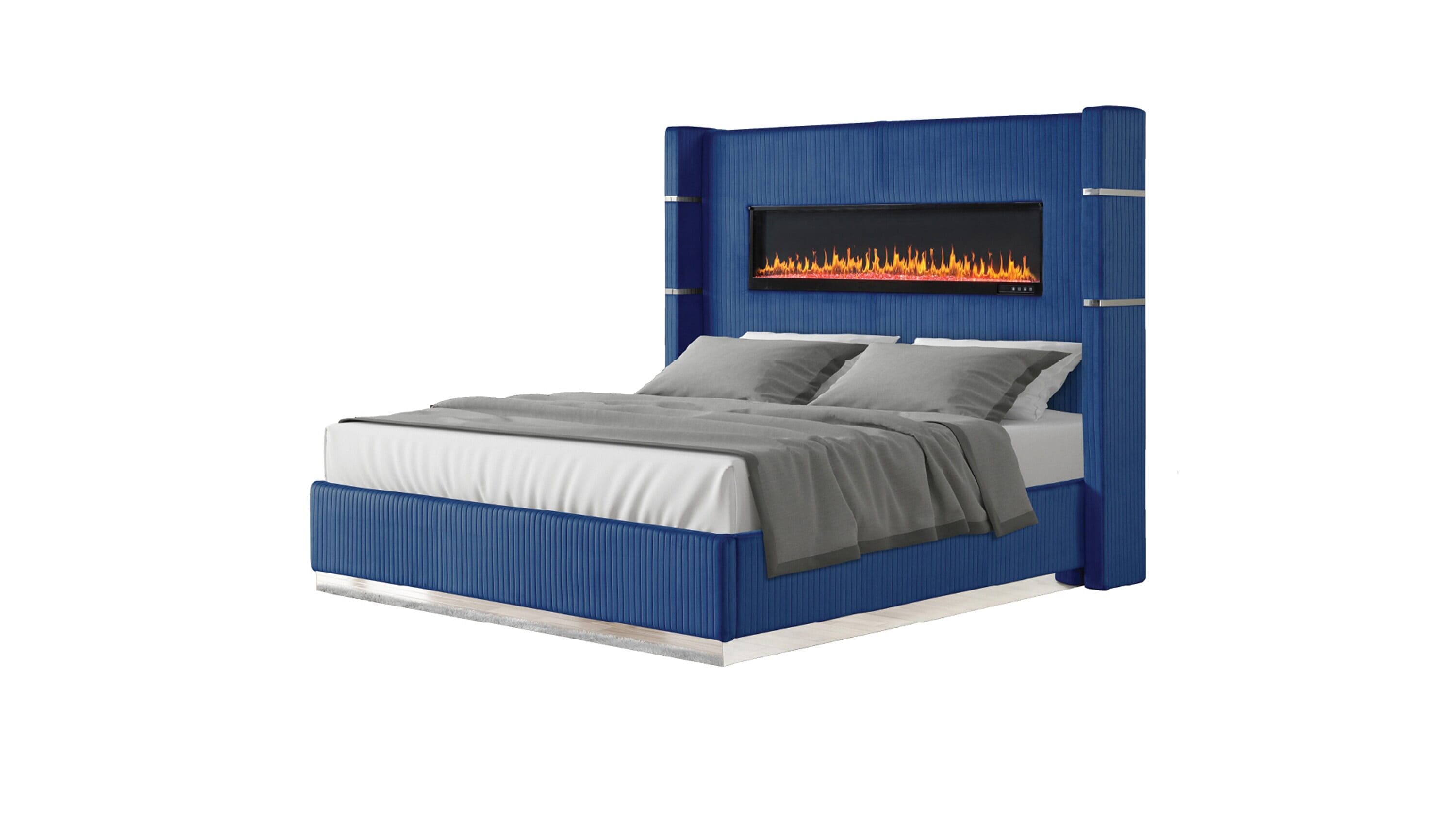 Galaxy 698781475737 Blue Queen Wood Panel Bed