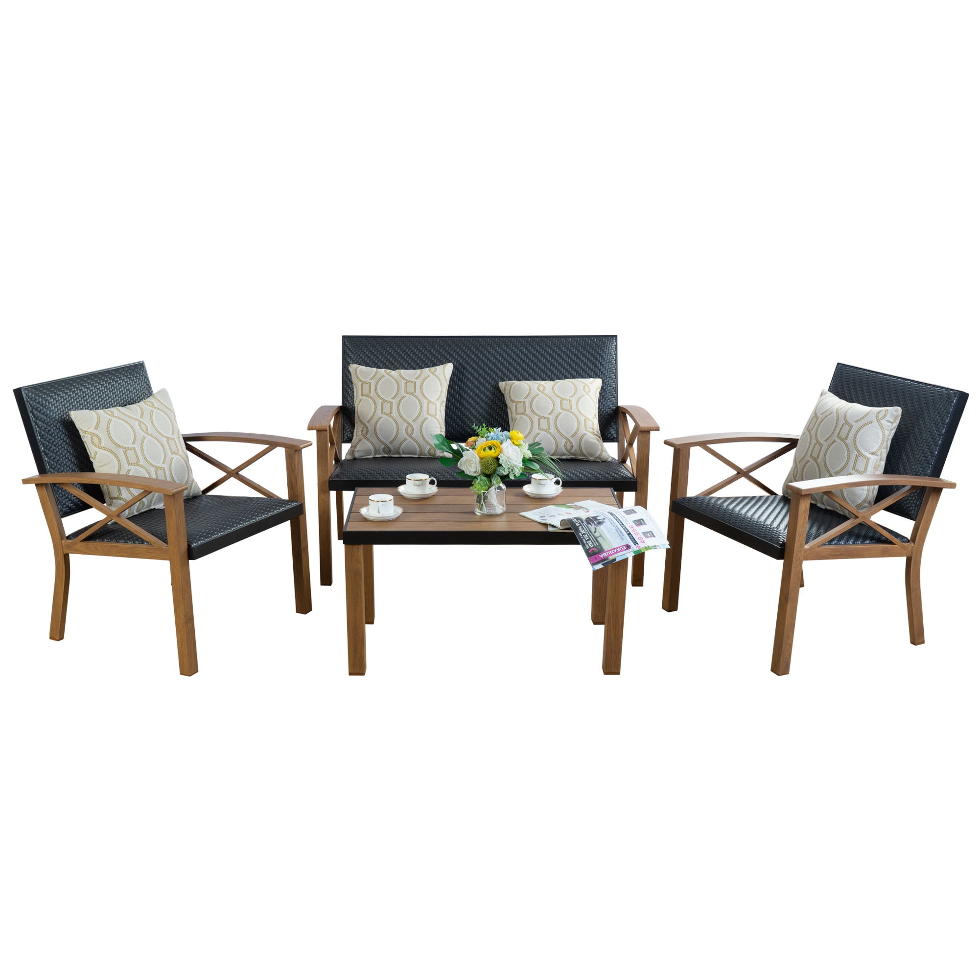 Kozyard KZF609BRW Patio conversation Sets 4 -Piece Patio Conversation Set with Brown Cushions