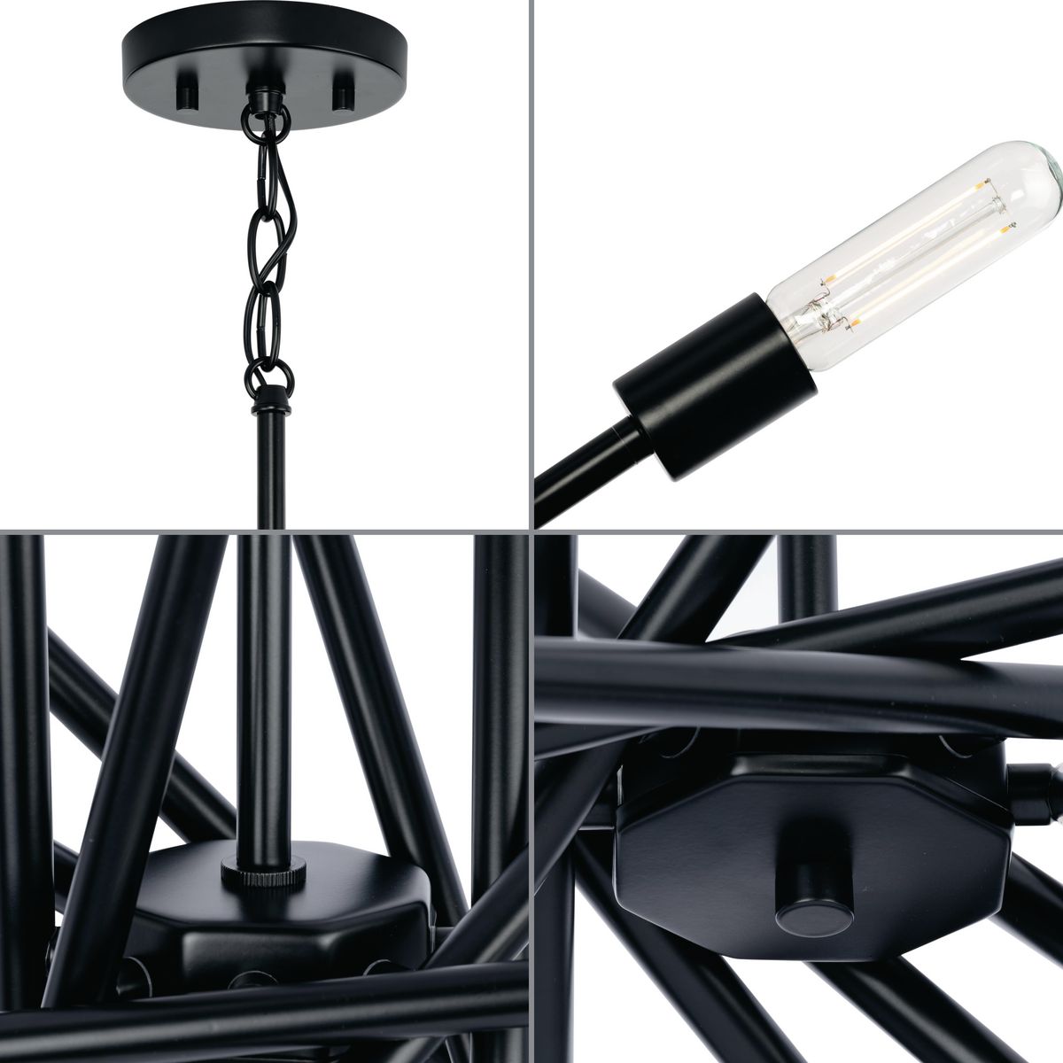 Astra Matte Black 8-Light Sputnik Chandelier
