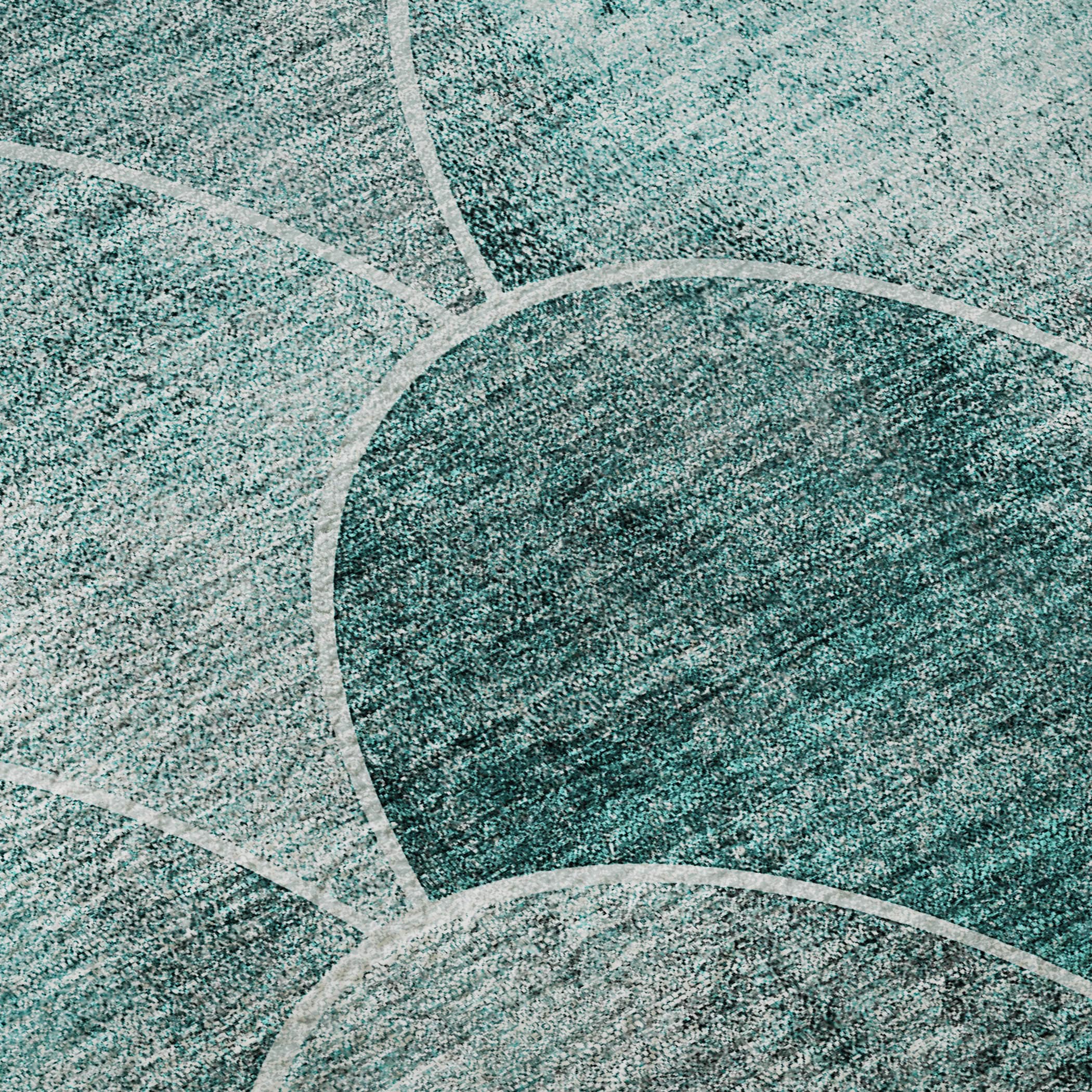 Teal Washable Synthetic Geo Pattern Rug - 2'3" x 7'6"