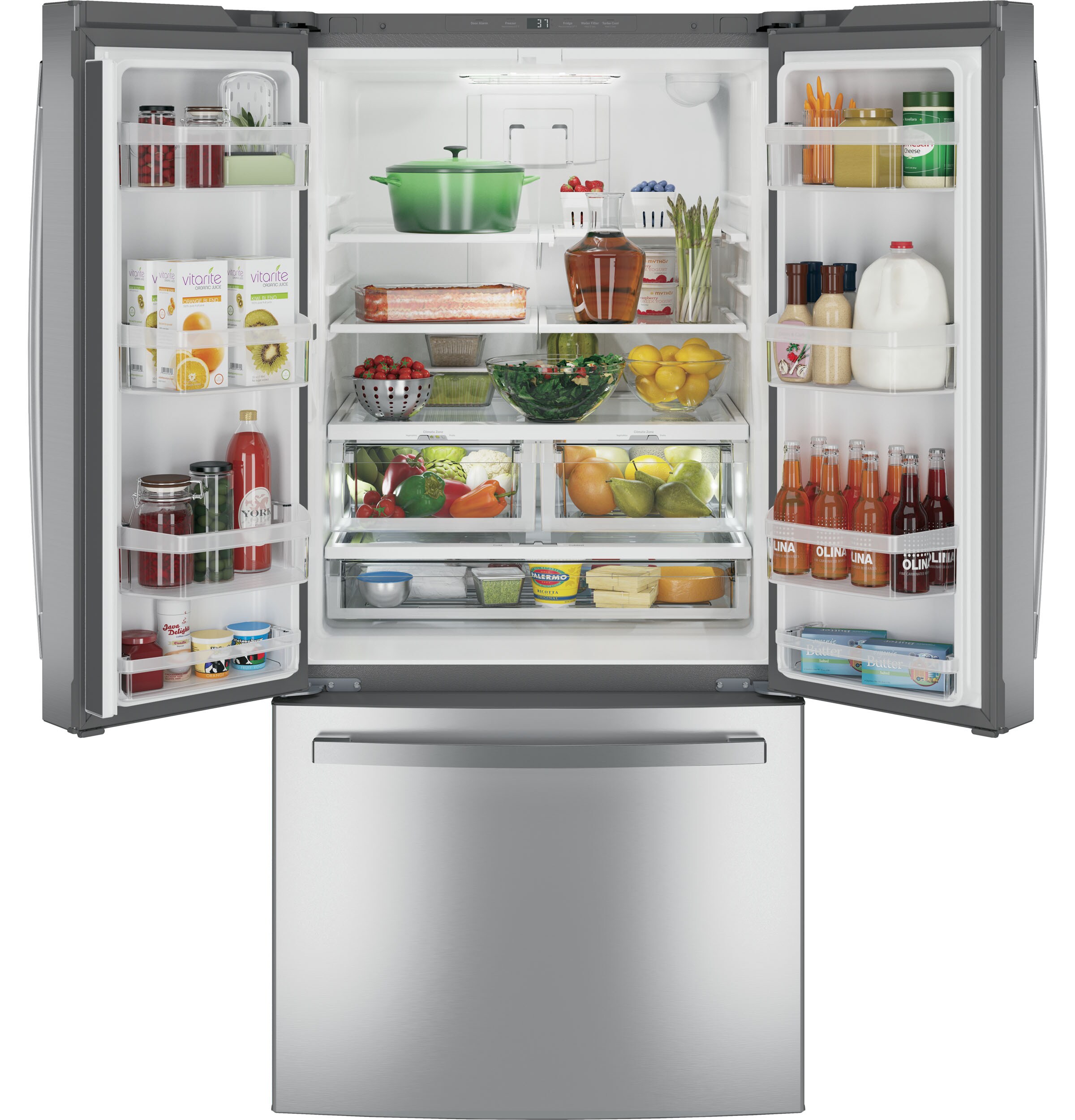 GE 24.8-cu ft French Door Refrigerator with Ice Maker and Water dispenser (Stainless Steel) ENERGY STAR