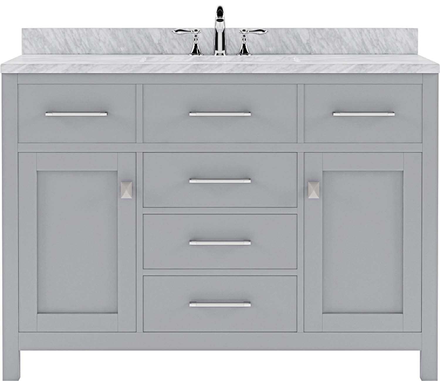 Caroline 48-in Gray Undermount Single Sink Bathroom Vanity with Italian Carrara White Marble Top | - Virtu USA MS-2048-WMRO-GR-NM