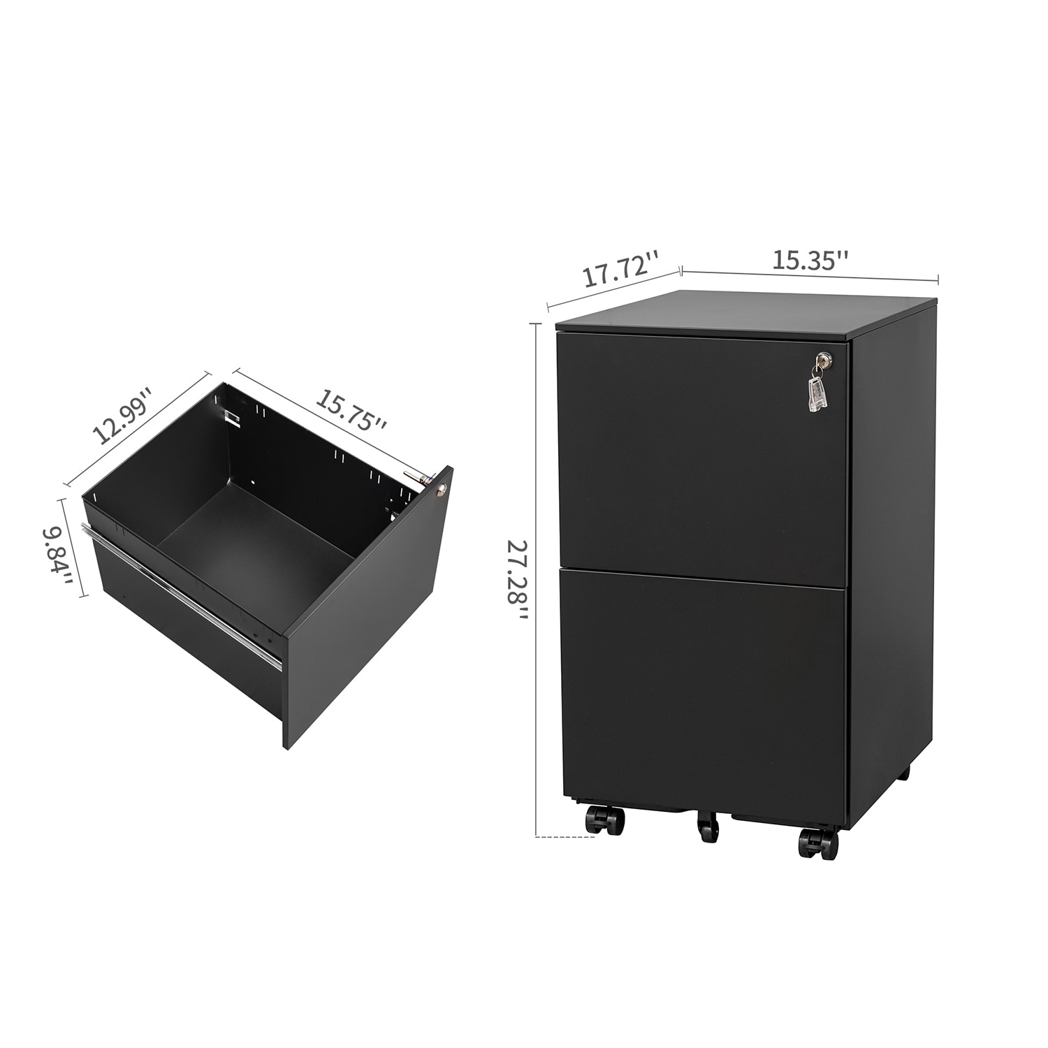 Filing Cabinet 2-Drawer Steel File Cabinet with Lock, hotsell Black