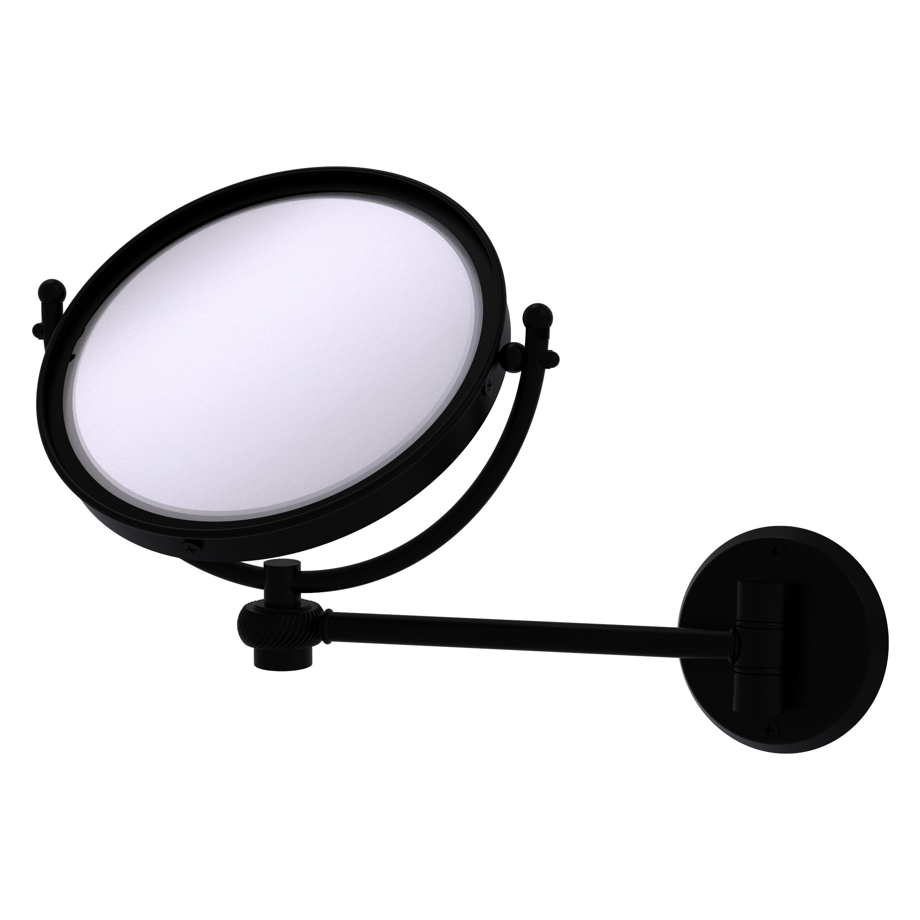 8-in x 10-in Matte Gray Double-sided 3X Magnifying Wall-mounted Vanity Mirror | - Allied Brass WM-5T/3X-BKM