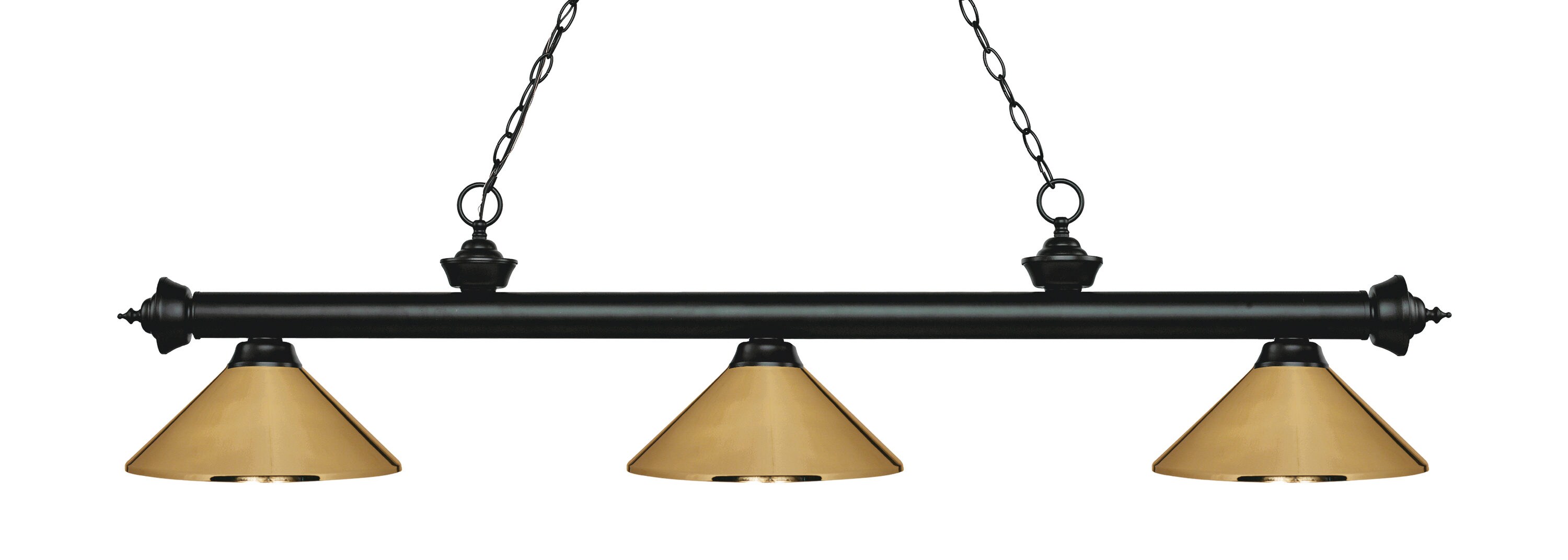 Z-Lite 200-3MB-MPB Riviera Matte Black Incandescent Medium base (E-26) Pool Table Lighting