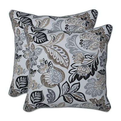 Pillow Perfect Outdoor/Indoor Dawson Pewter Throw Pillows Black 16.5 x 16.5 2 Pack 