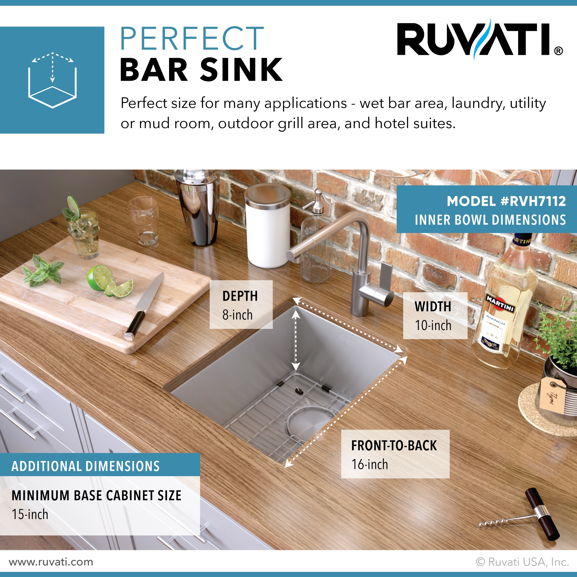 Ruvati RVH7112 Bar-Prep-Sinks - View #8