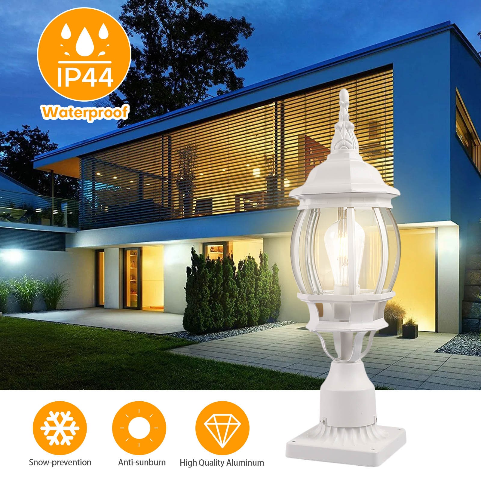 LamQee 18.9-in H White Hardwired LED Post Light in the Complete Post Lights  department at