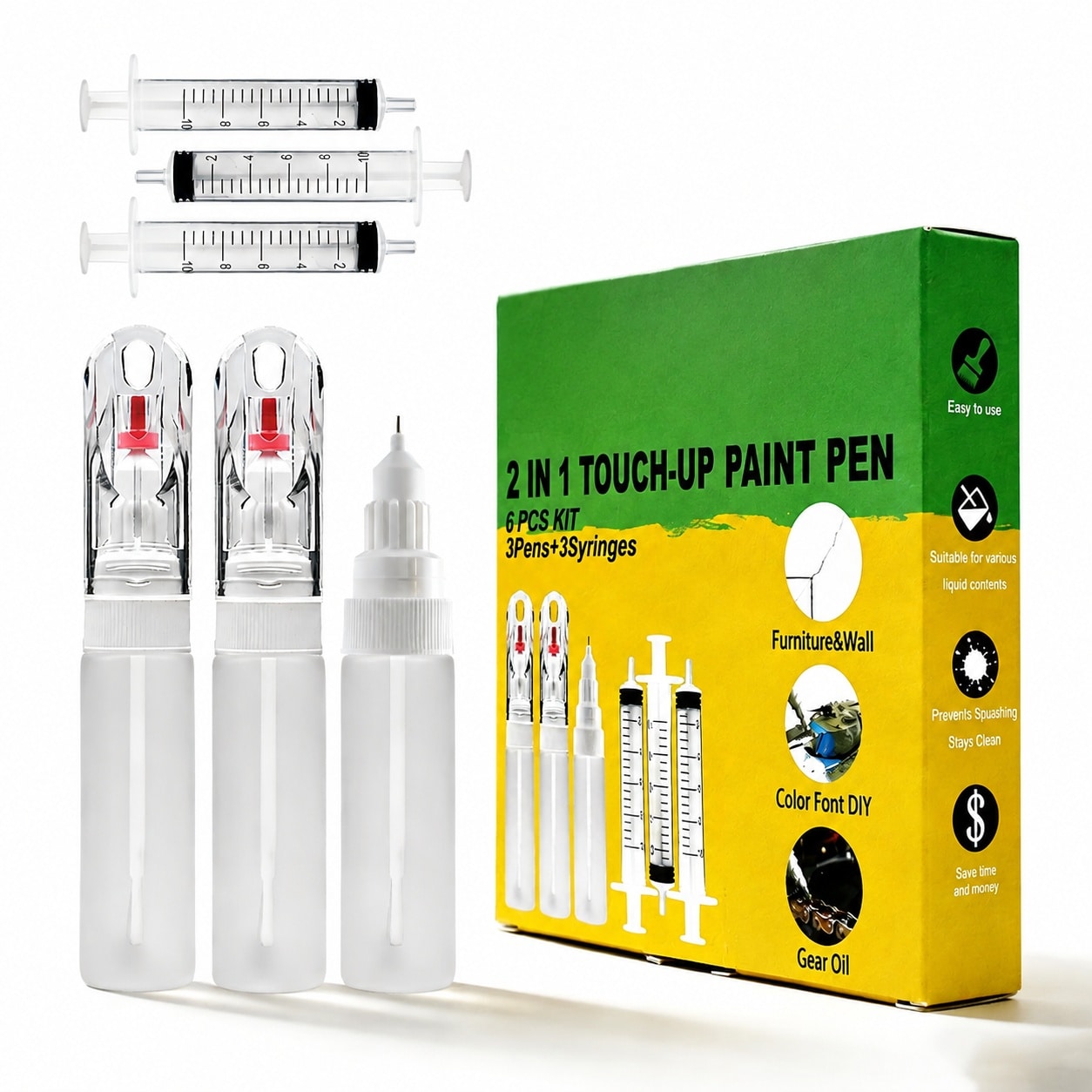 Oyezvary 20ml Touch Up Paint Pen Set with Brush Tip and Shaker Ball Refillable 3 Pack for Precise Application on Walls Furniture and Lubricating #LOZ0803O095