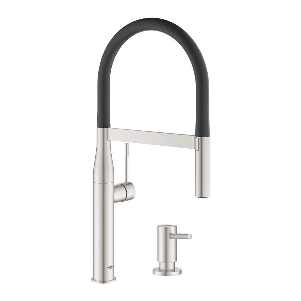 Laan foto reactie GROHE Essence Supersteel Single Handle Pull-down Kitchen Faucet with  Sprayer Function in the Kitchen Faucets department at Lowes.com