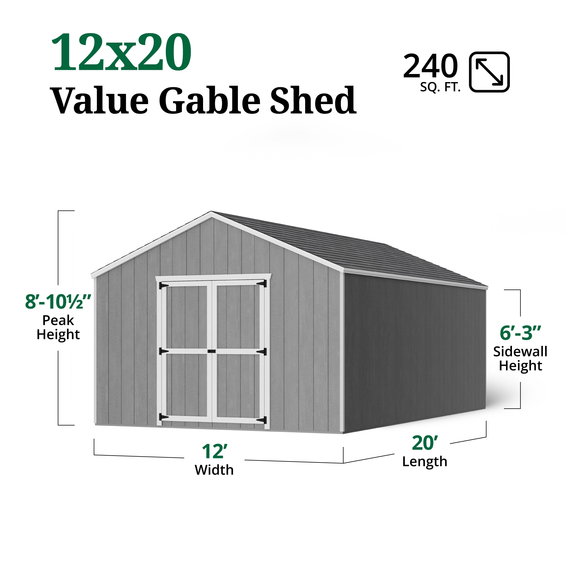 Little Cottage Co 12X20 VGS-PC Wood-Storage-Buildings - View #3
