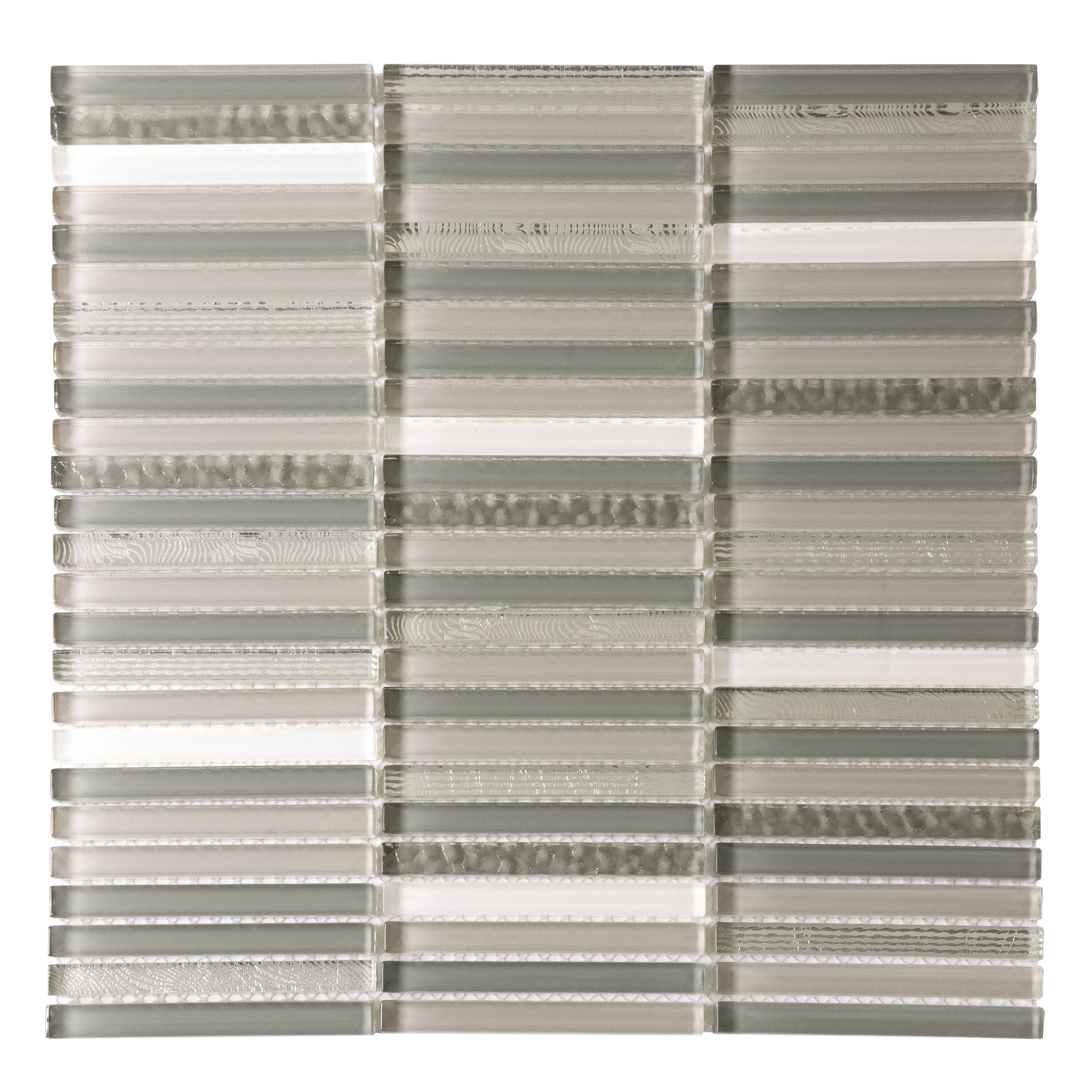 Apollo Tile APLCAS88027A Waterfall Gray and Silver 12-in x 12-in Glossy Glass Linear Patterned Wall Tile (4.83-sq. ft/ Carton)