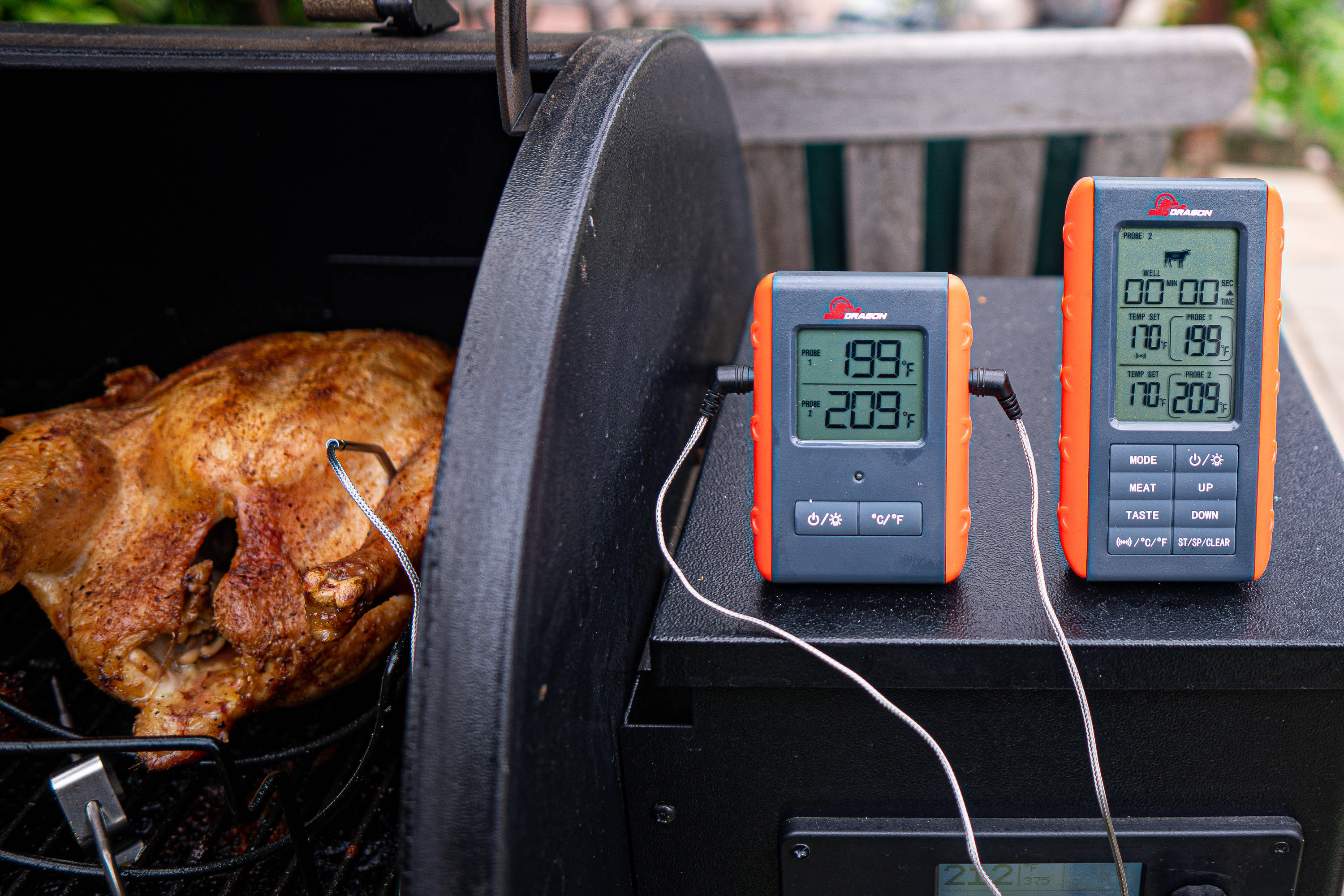 BBQ Dragon 2 Piece Wireless Meat Thermometer with Remote, 2 High