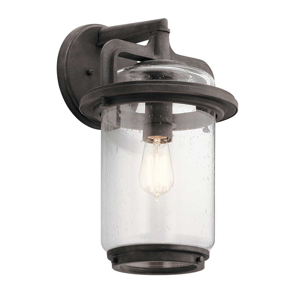 Kichler 49866WZC Andover 1 -Light 17.25-in H Distressed Brown Hardwired Outdoor Wall Light