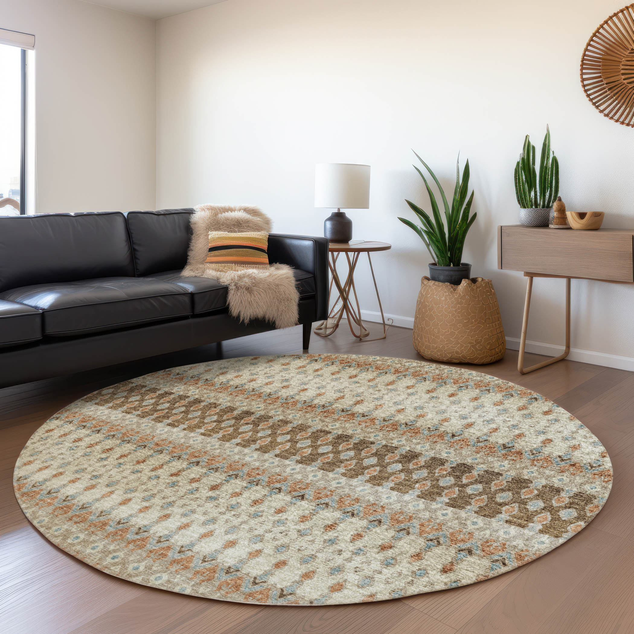 Addison Rugs AMF72CA8RO Mayfield AMF72CA 8 x 8 (ft) Loomed Polyester Canyon Round Indoor Abstract Machine washable Area rug