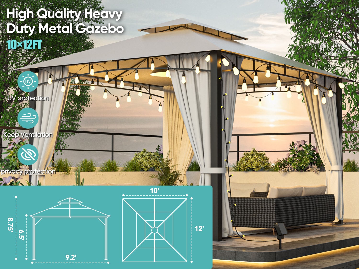 Forclover MONMBY045BE Wood-Resin-Gazebos - View #2