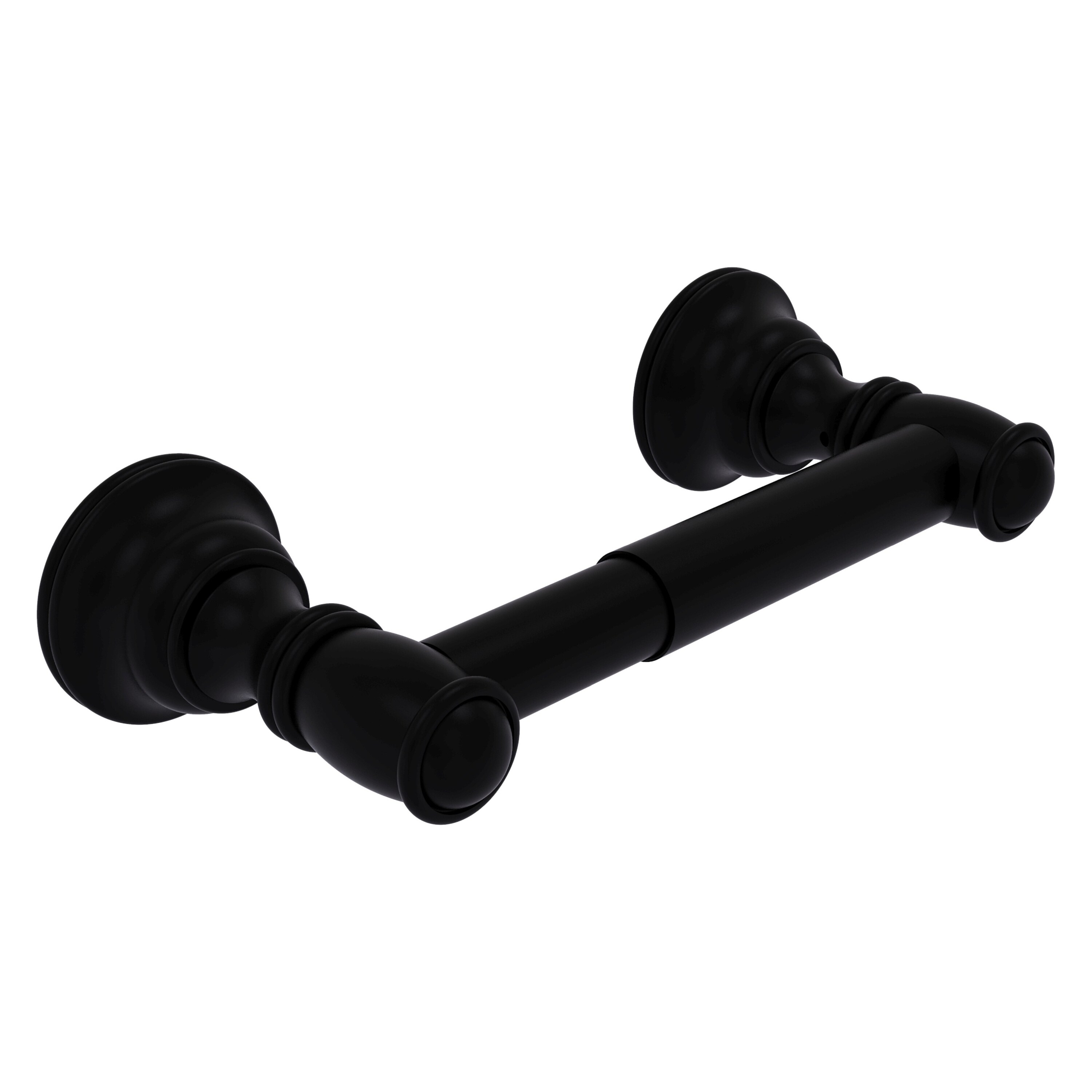 Allied Brass CL-24-BKM Carolina Matte Black Wall mount Double post Toilet Paper Holder 1 -Rolls with Storage