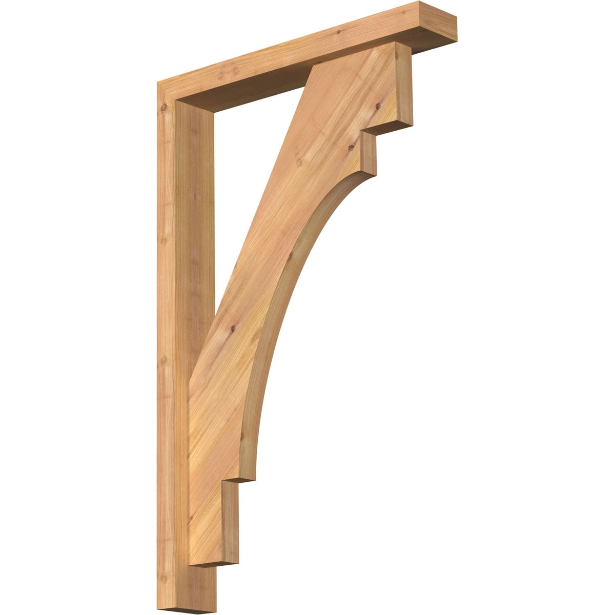Ekena Millwork 1463119 Merced Block Smooth Bracket with Offset Brace 3-1/2-in x 20-in x 32-in Western red cedar Brown Wood Standard bracket