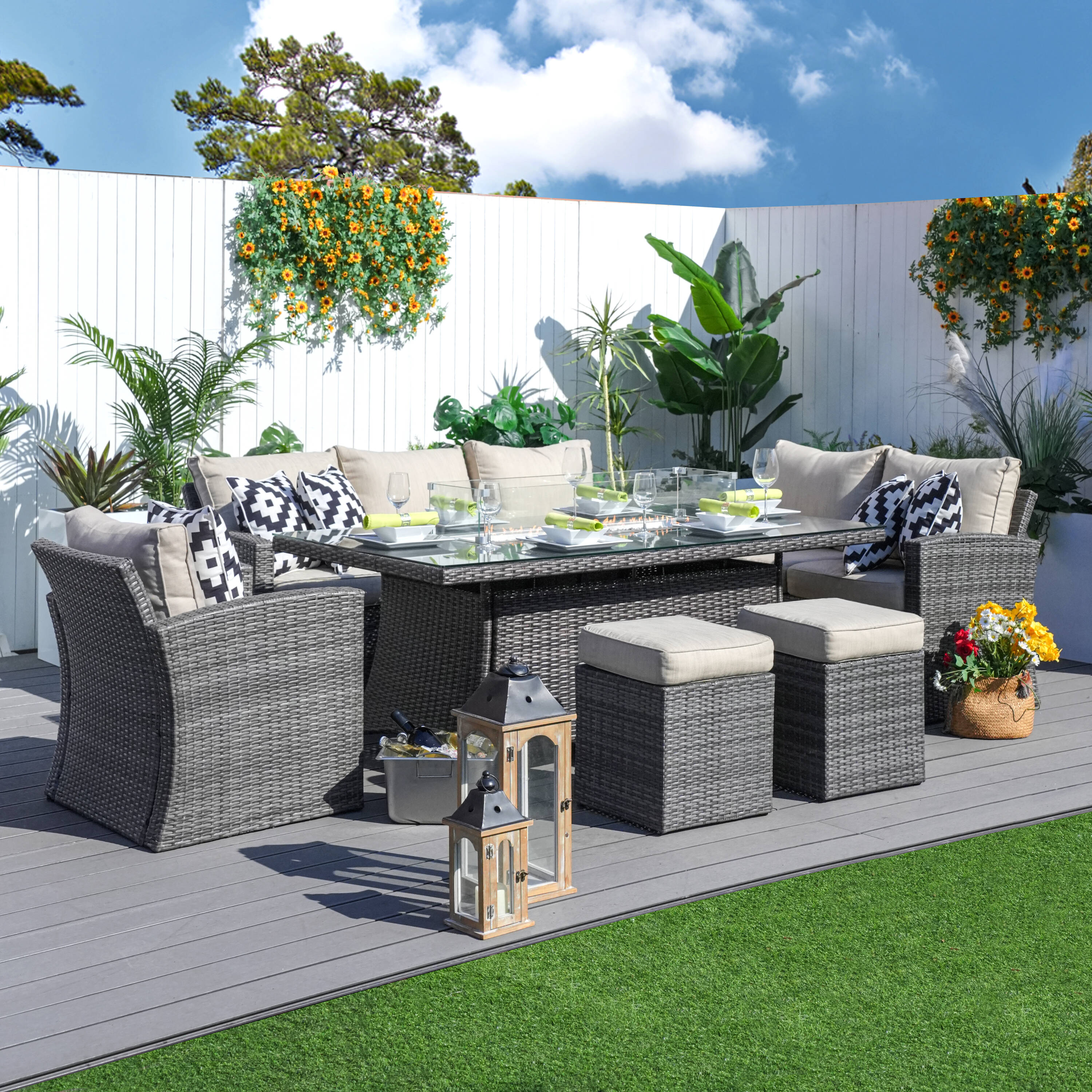 Direct Wicker DWG-1403B06R-GR Patio-Dining-Sets - View #4