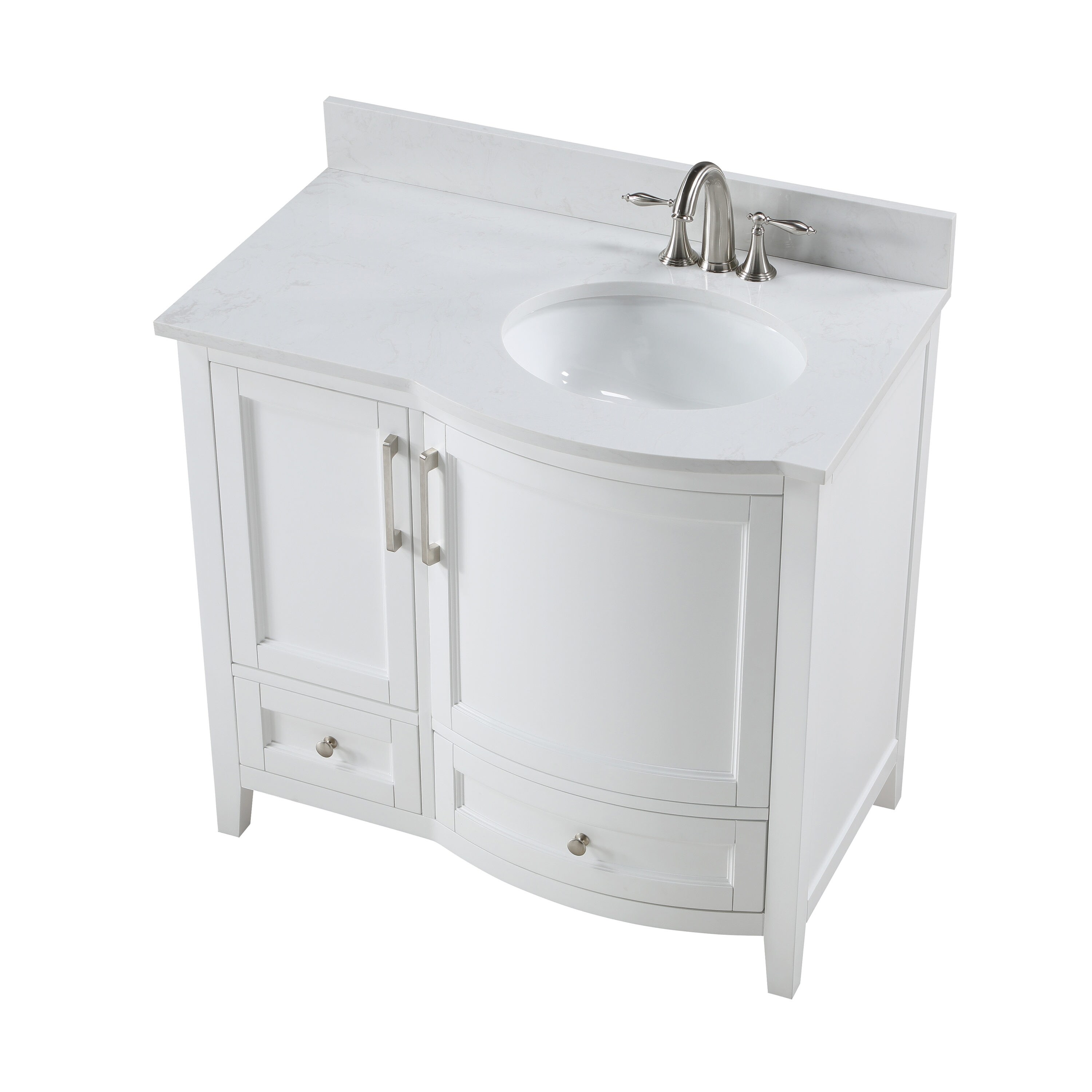 Runfine Harper 36-in White Undermount Single Sink Bathroom Vanity with ...