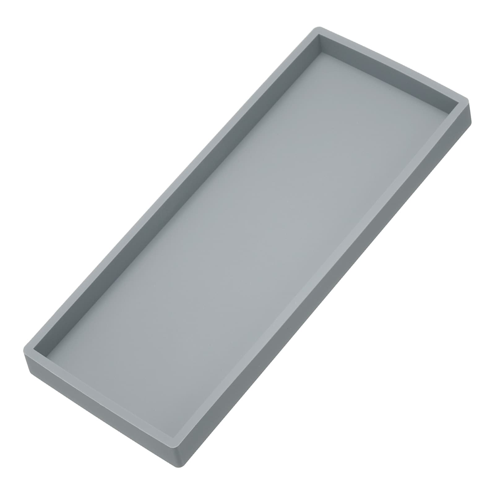 PATIKIL Silicone Bathroom Tray 12x5 Inch Soap Dispenser Tray Jewelry Organizer Dish for Restroom Dresser Kitchen Sink for Jewelry Coin Key Grey