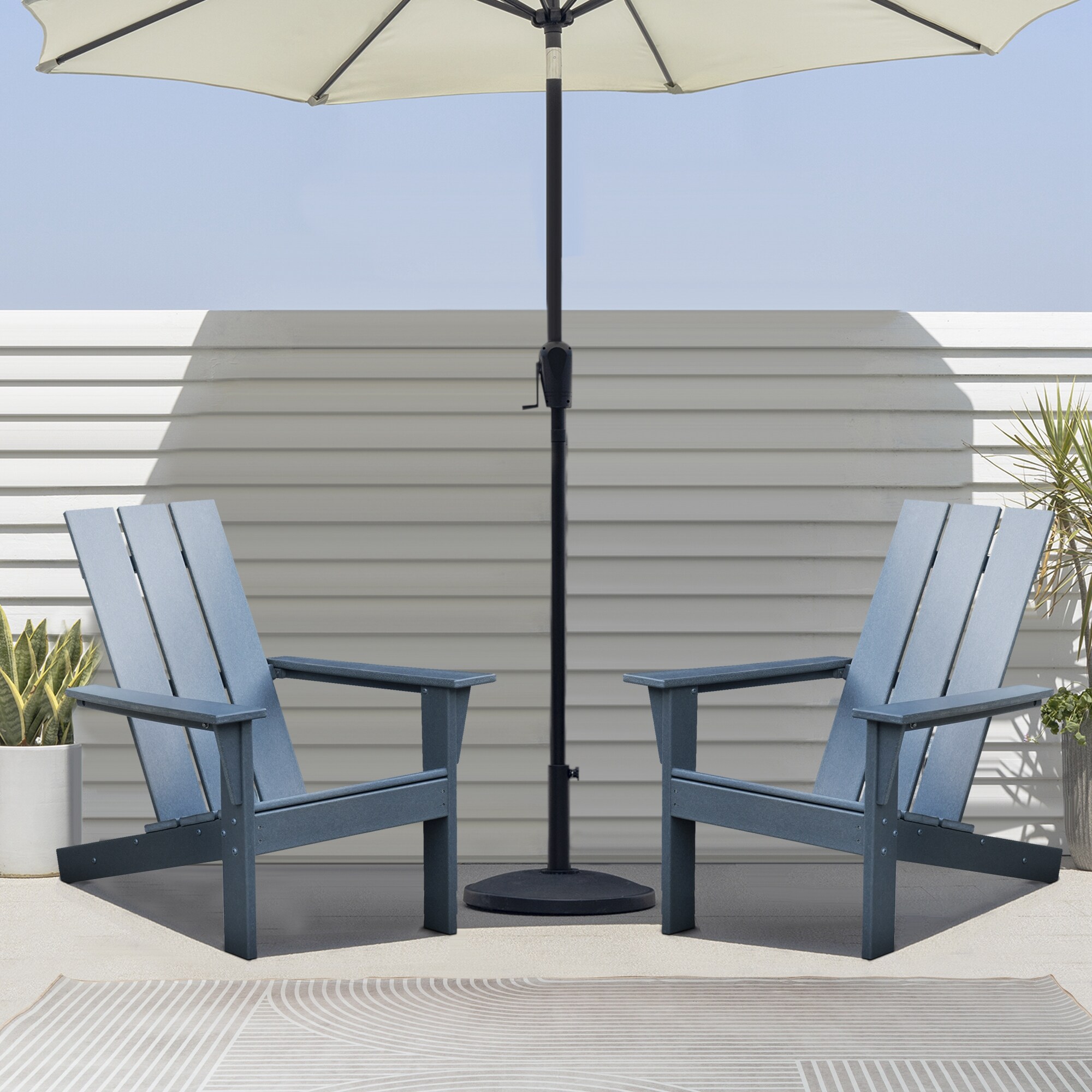 Maincraft D01-OLC35 GRAY Polyethylene Frame Stationary Adirondack Chair with Slat Seat