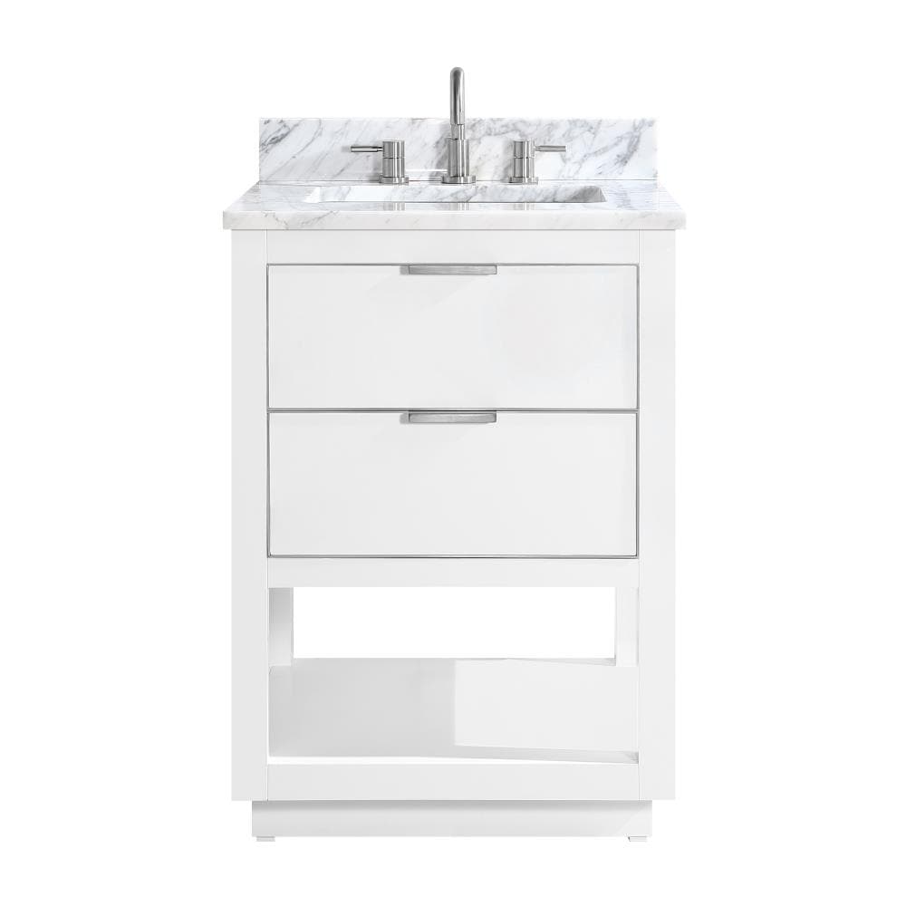 Avanity ALLIE-VS25-WTS-C Allie 24-in White Undermount Single sink Bathroom Vanity with Carrara White Marble Top
