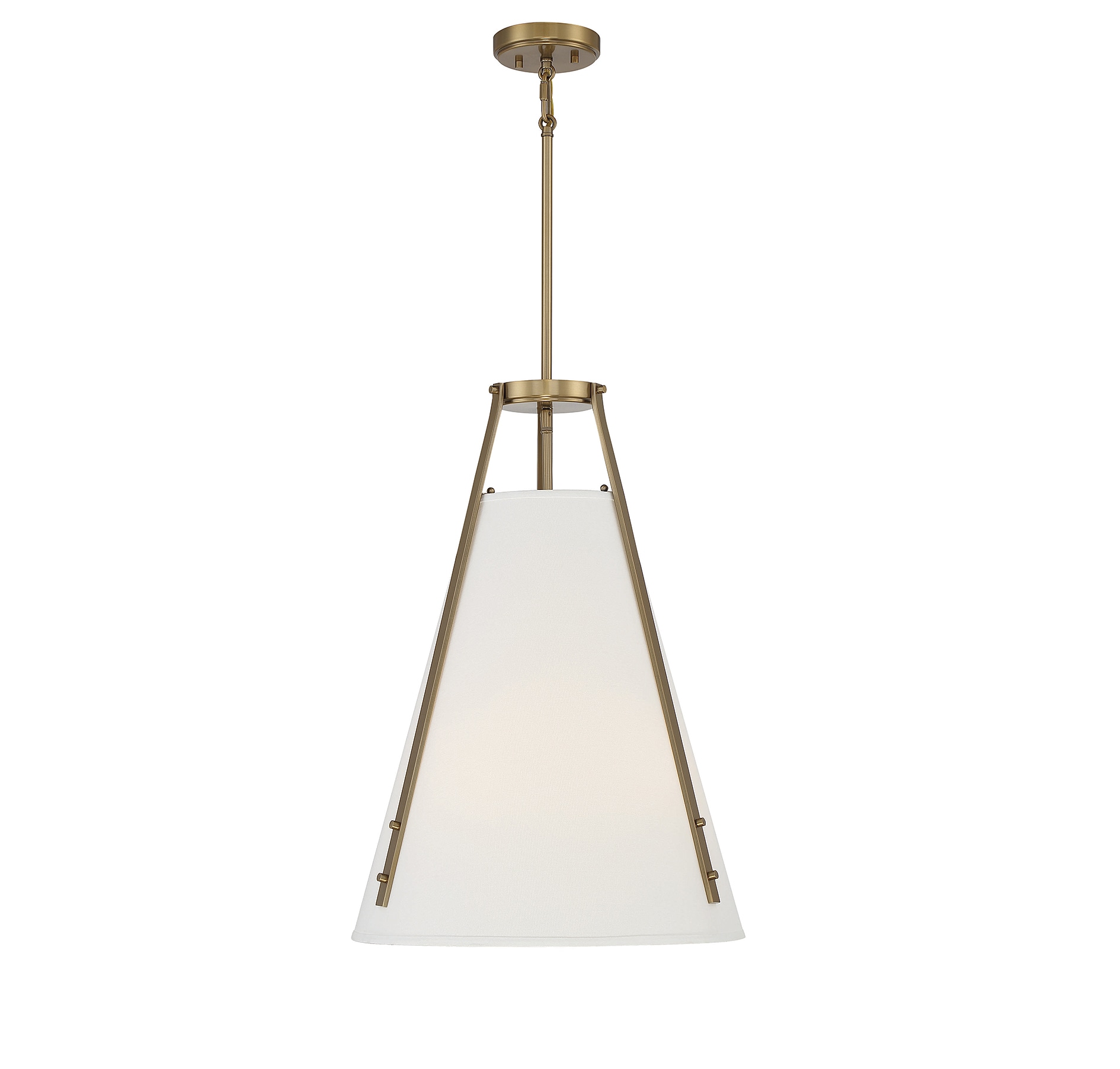 Newport Classic Warm Brass 4-Light Pendant with Soft White Shade