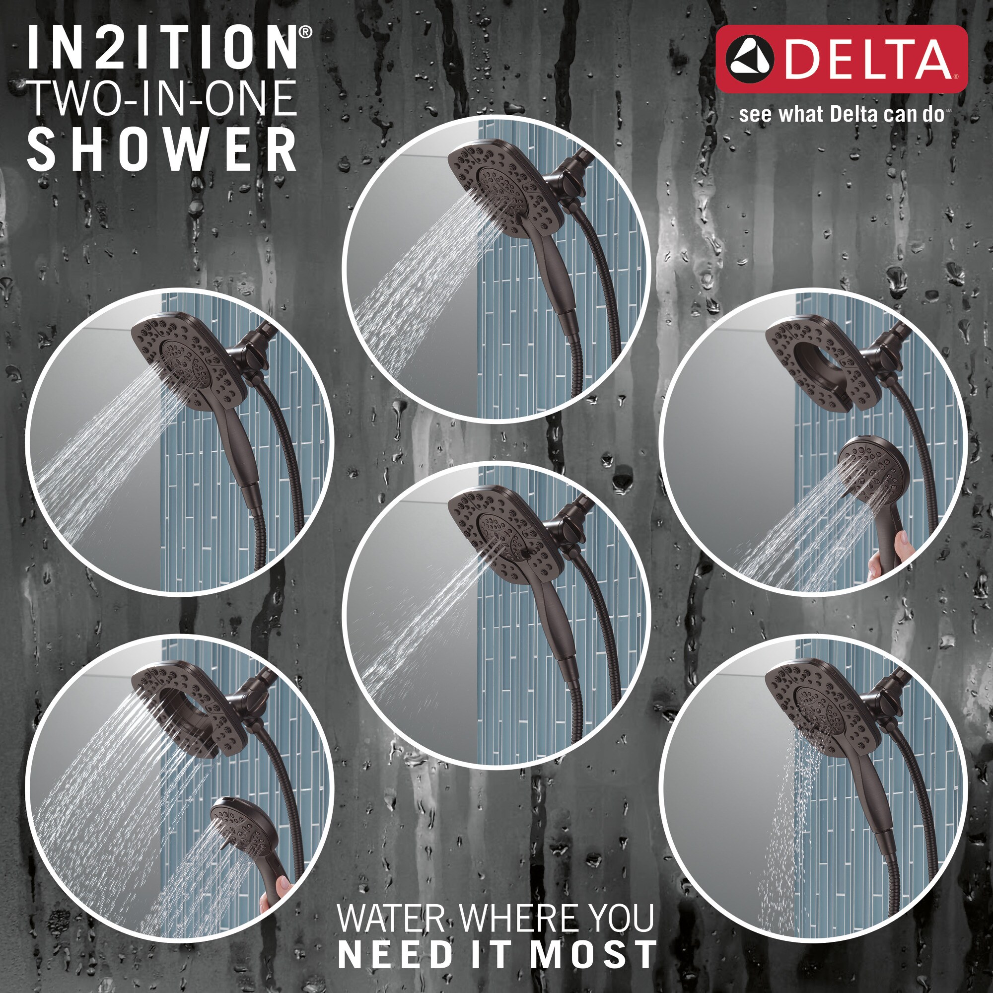 Delta Ashlyn Venetian Bronze 2 Handle Multi Function Round Shower   42703360 