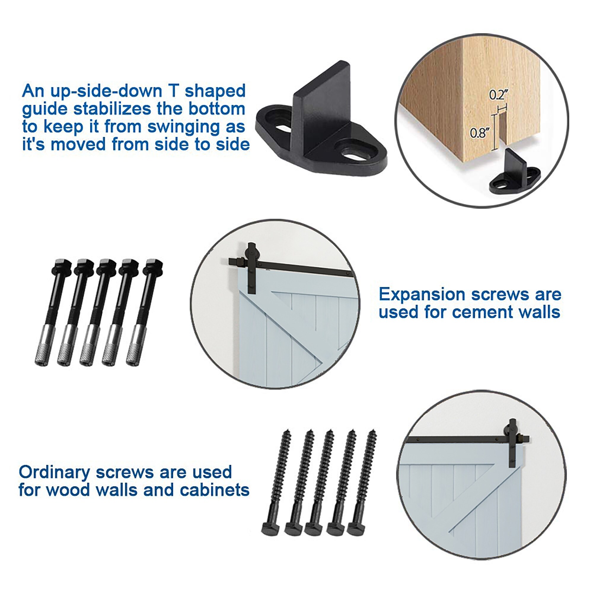 Clihome X0029GCZKR-LTC Barn-Door-Roller-Kits - View #2