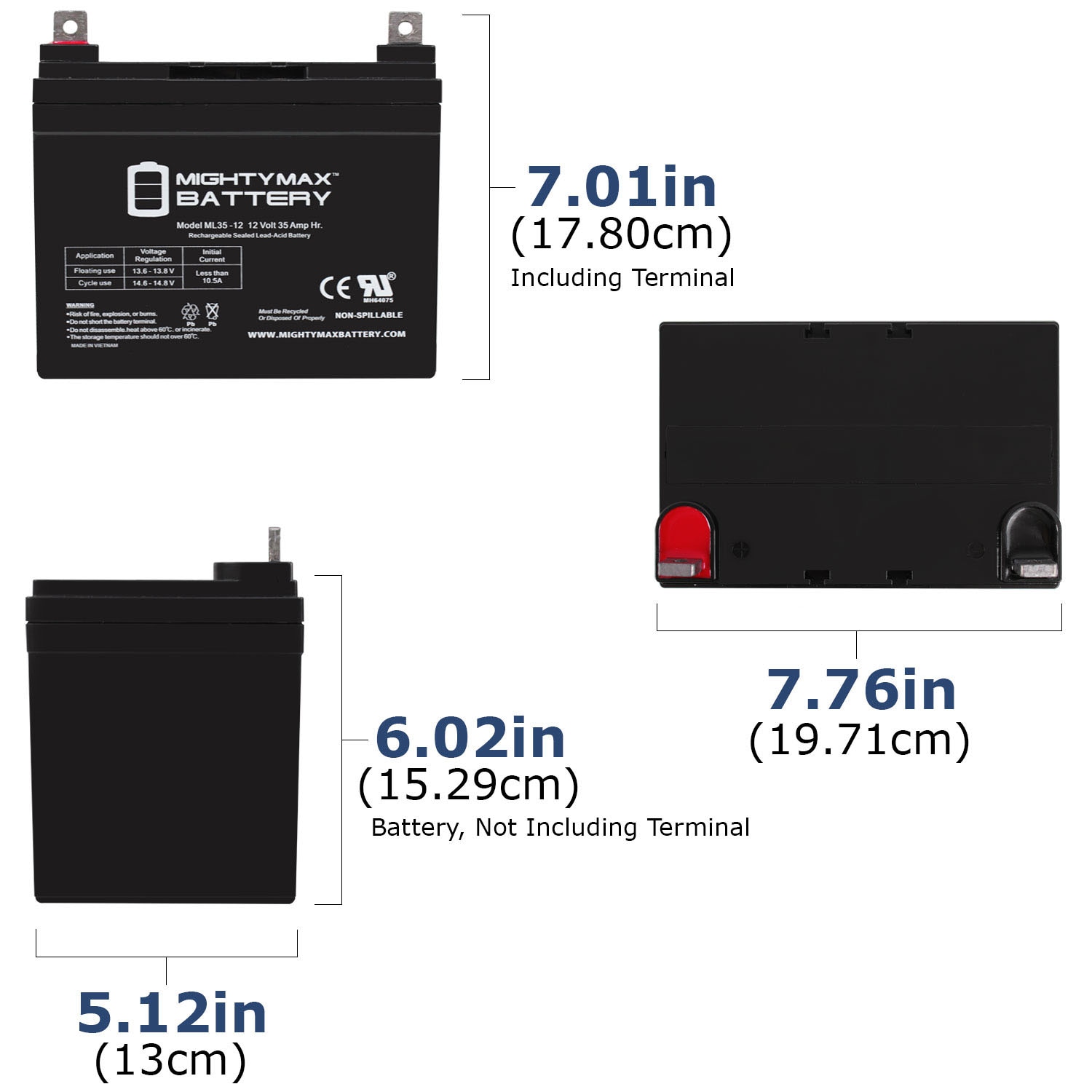 Mighty Max Battery 12V 35AH Wheelchair Replaces 33ah BB BP33-12 ...