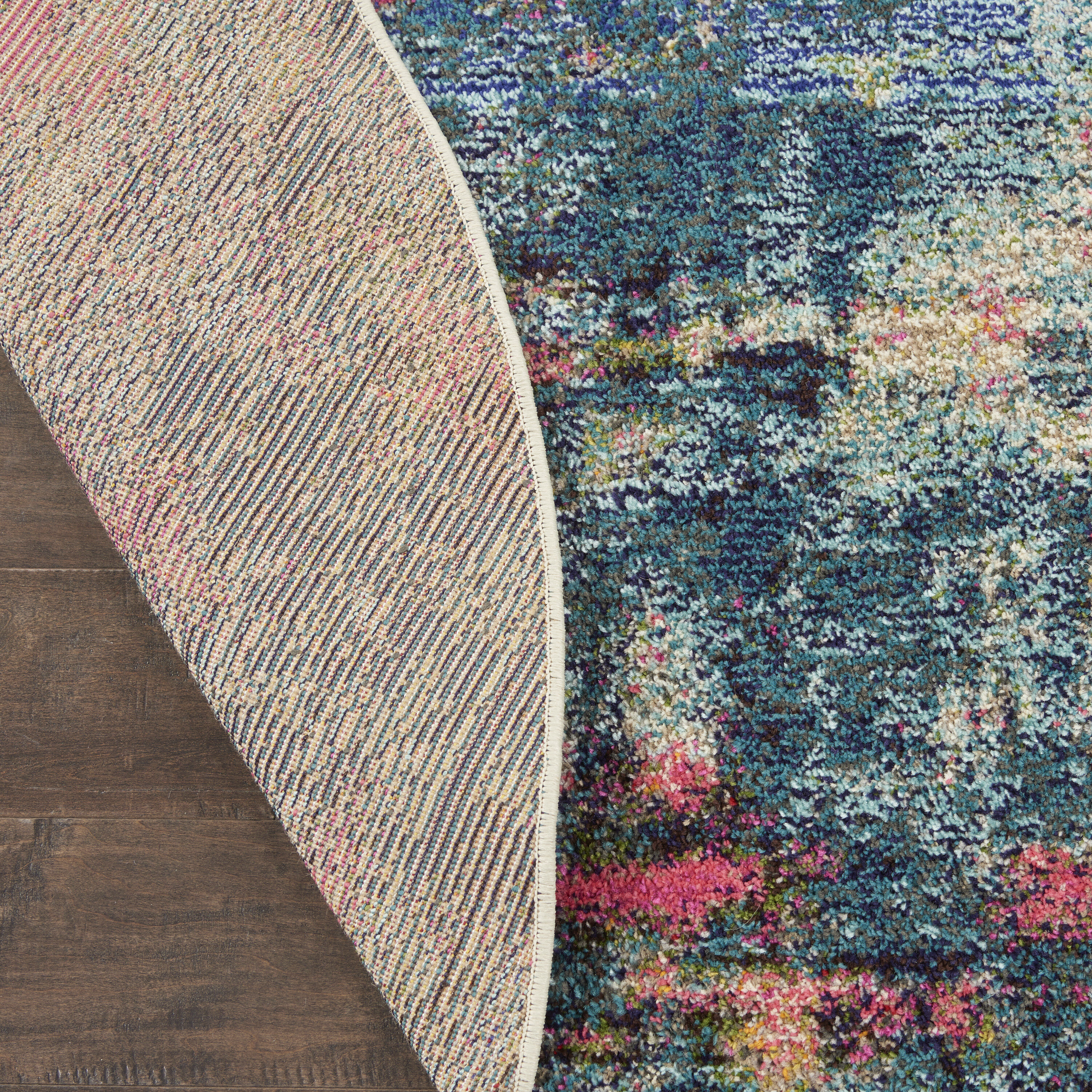 Blue Abstract Handmade Tufted Round Area Rug