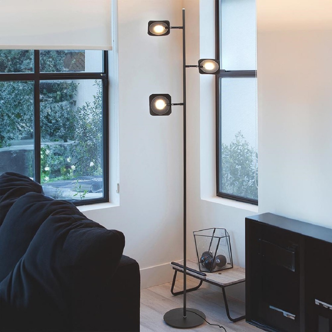 Bronze Touch-Sensitive 60" LED Floor Lamp with 3 Adjustable Heads