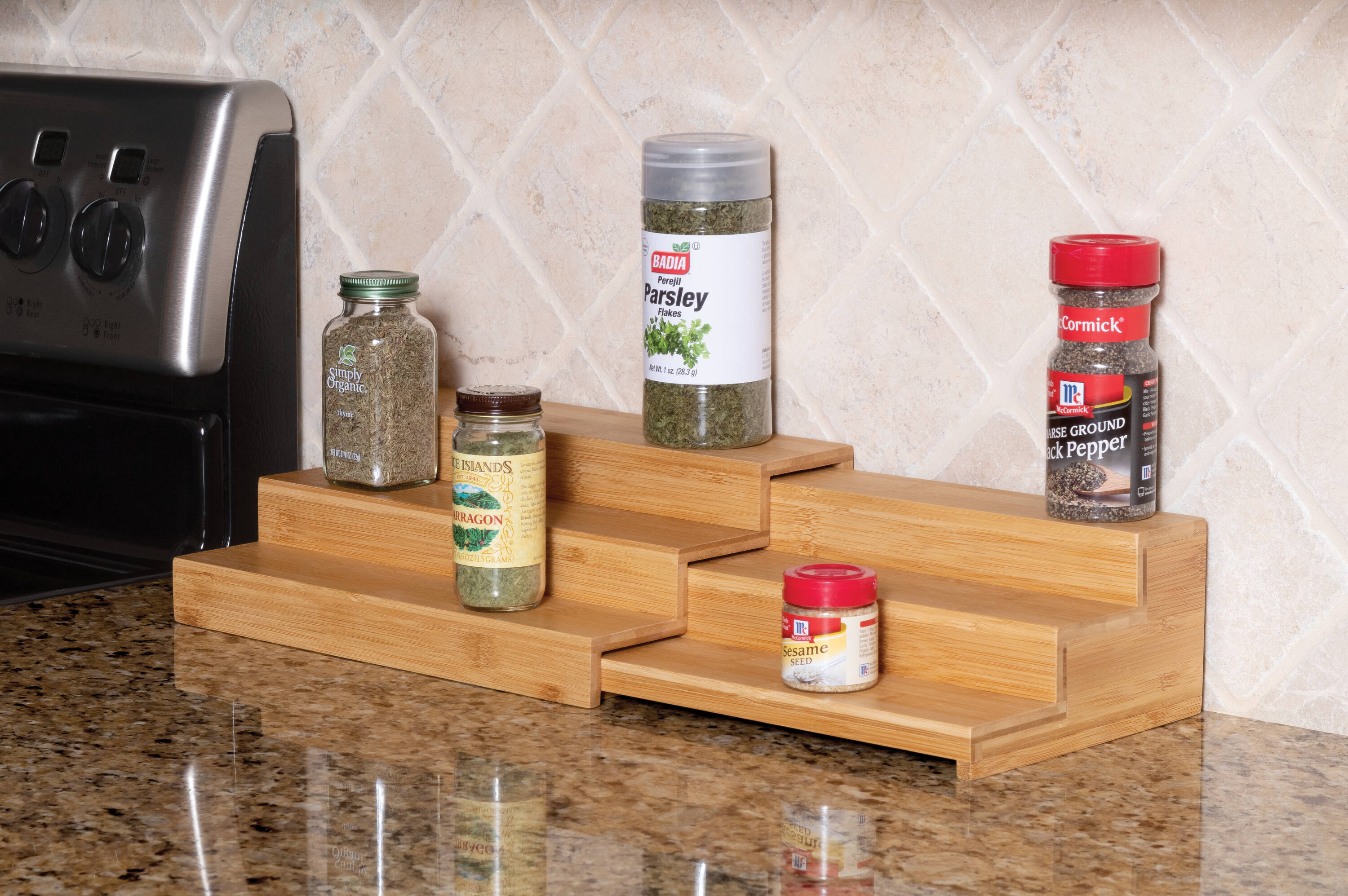 Spice Rack-adjustable, Expandable 3 Tier Organizer For Counter