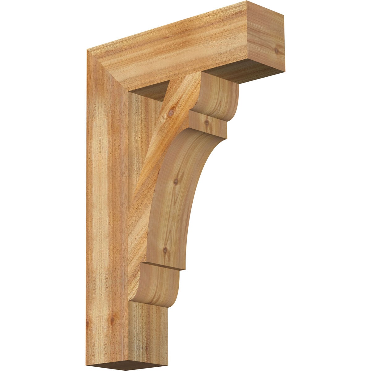 Ekena Millwork BKT06X22X34OLY05RWR Olympic block rough sawn 6-in x 22-in x 34-in Western red cedar Brown Wood Standard bracket