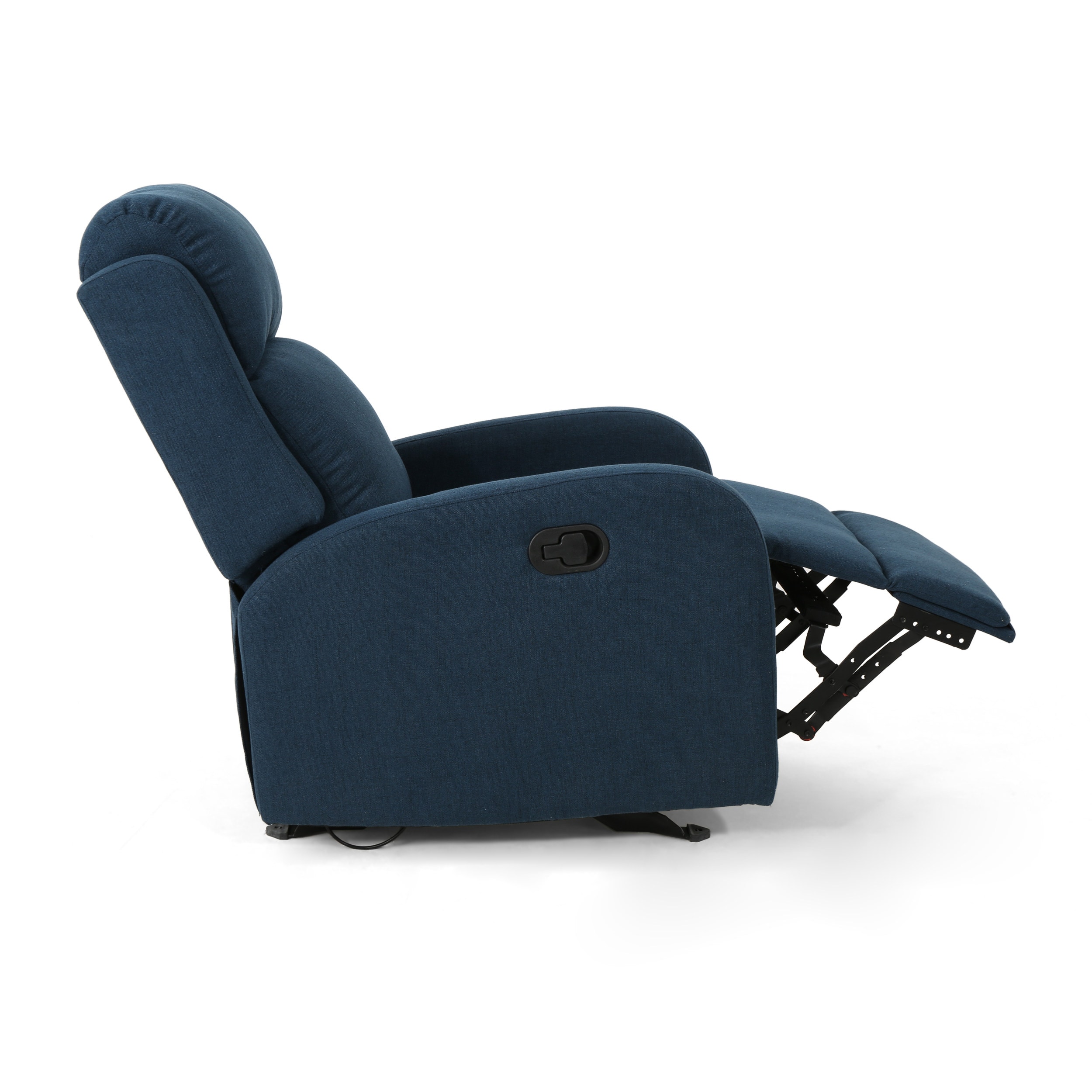 Navy Blue Polyester Rocking Recliner with Black Legs