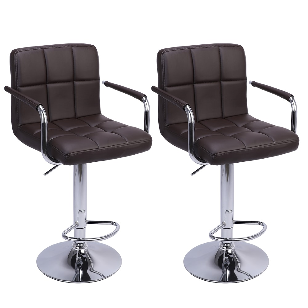 Winado 604261731965 Bar Stool 2 -Set Coffee 23.6-in H Short Square seat Swivel Metal Bar Stool with Arms