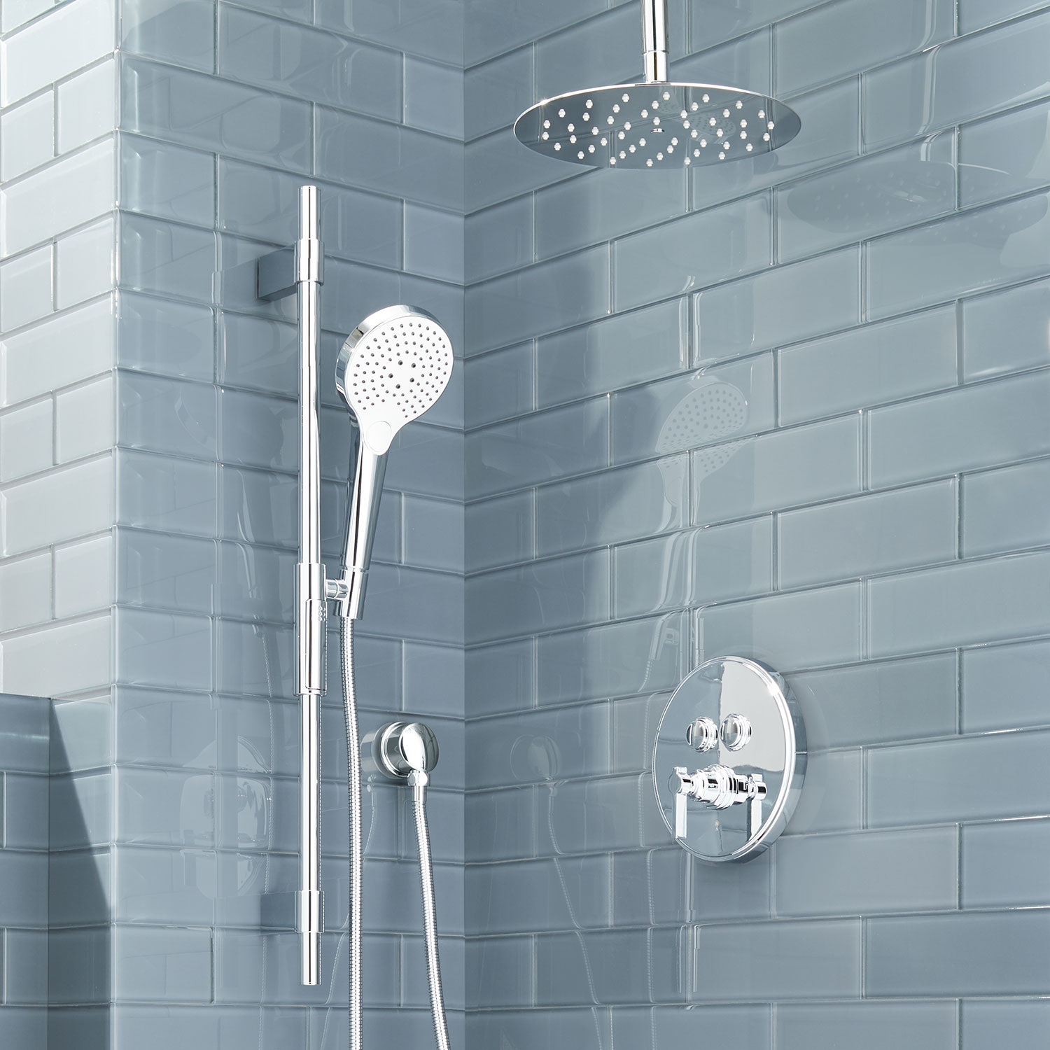 Signature Hardware 476136 Greyfield Chrome 10-in Shower Faucet Bar System with 2-way Diverter