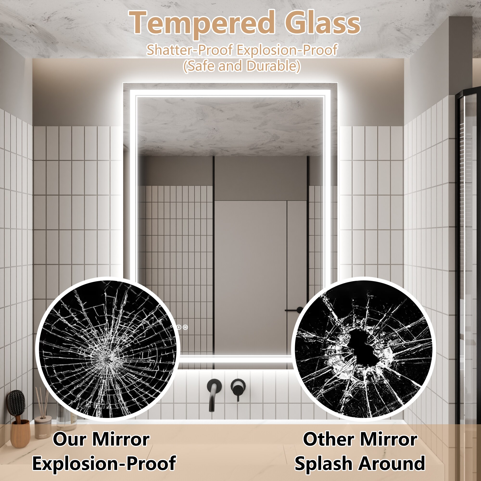 WELLFOR EX-TF3648 Framed-Bath-Mirrors - View #4