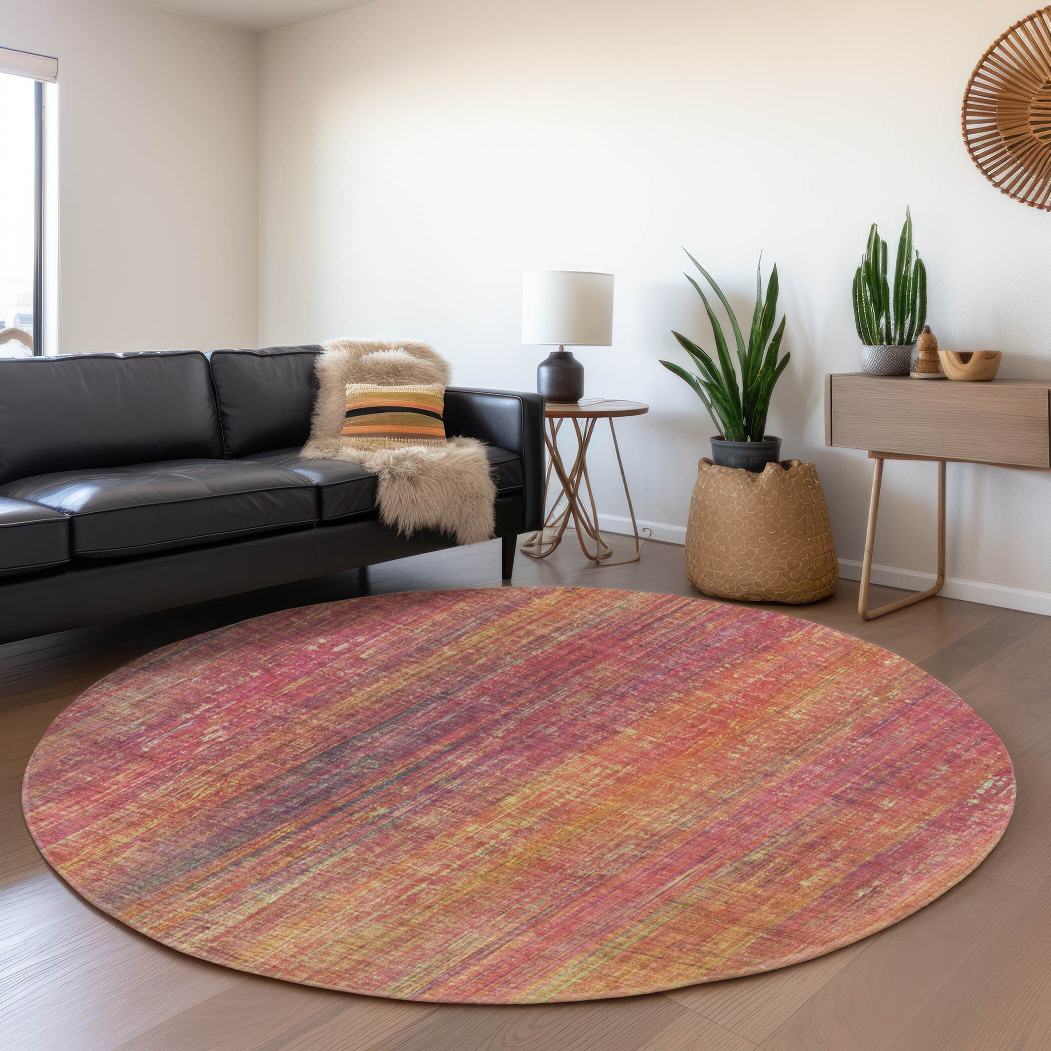 Addison Rugs AMF530FU8RO Mayfield AMF530FU 8 x 8 (ft) Loomed Polyester Fudge Round Indoor Geometric Machine washable Area rug