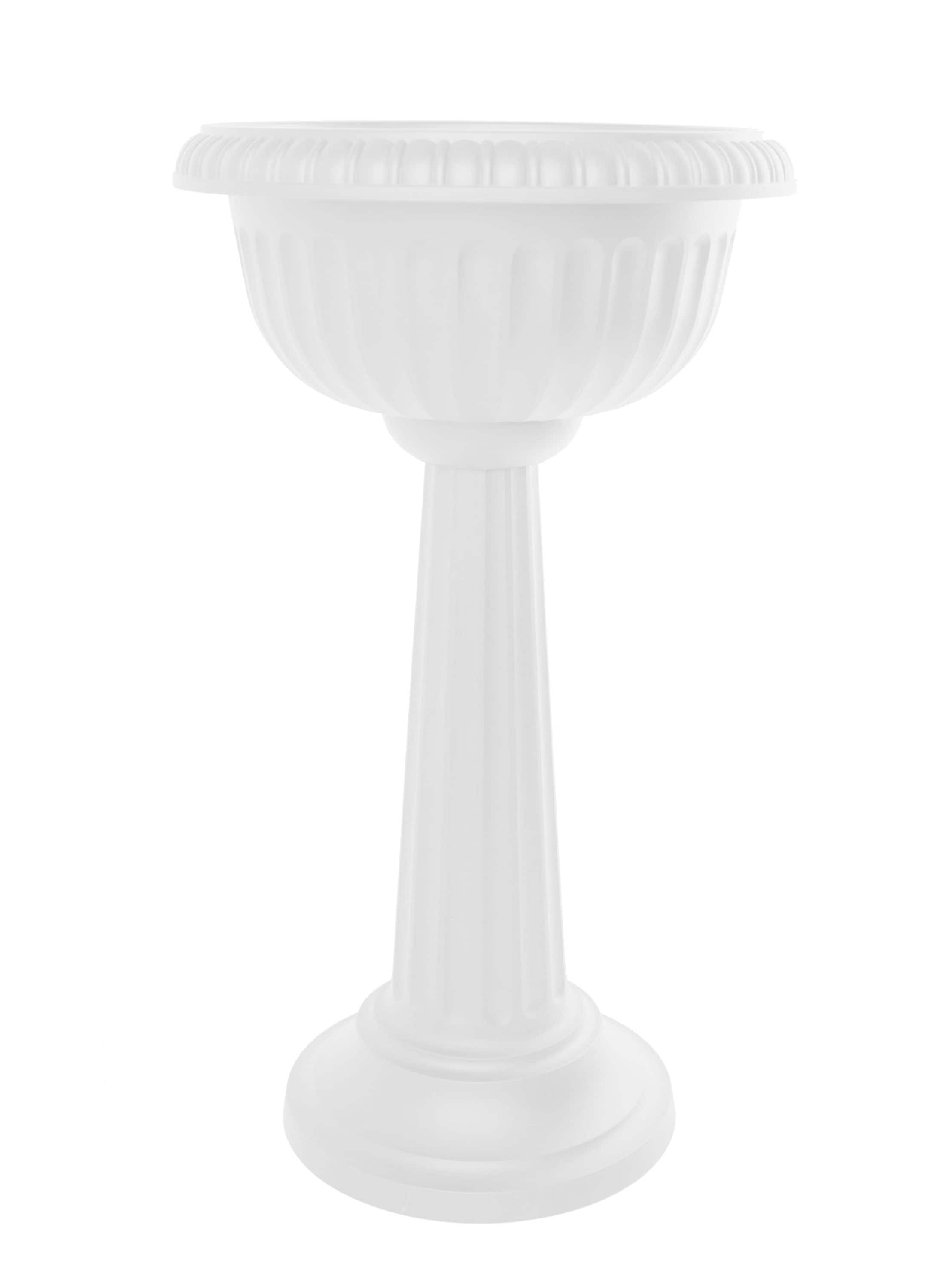 Bloem GU180-09 Urn 18.0-in W Medium White Plastic Indoor/Outdoor Planter Stand Included