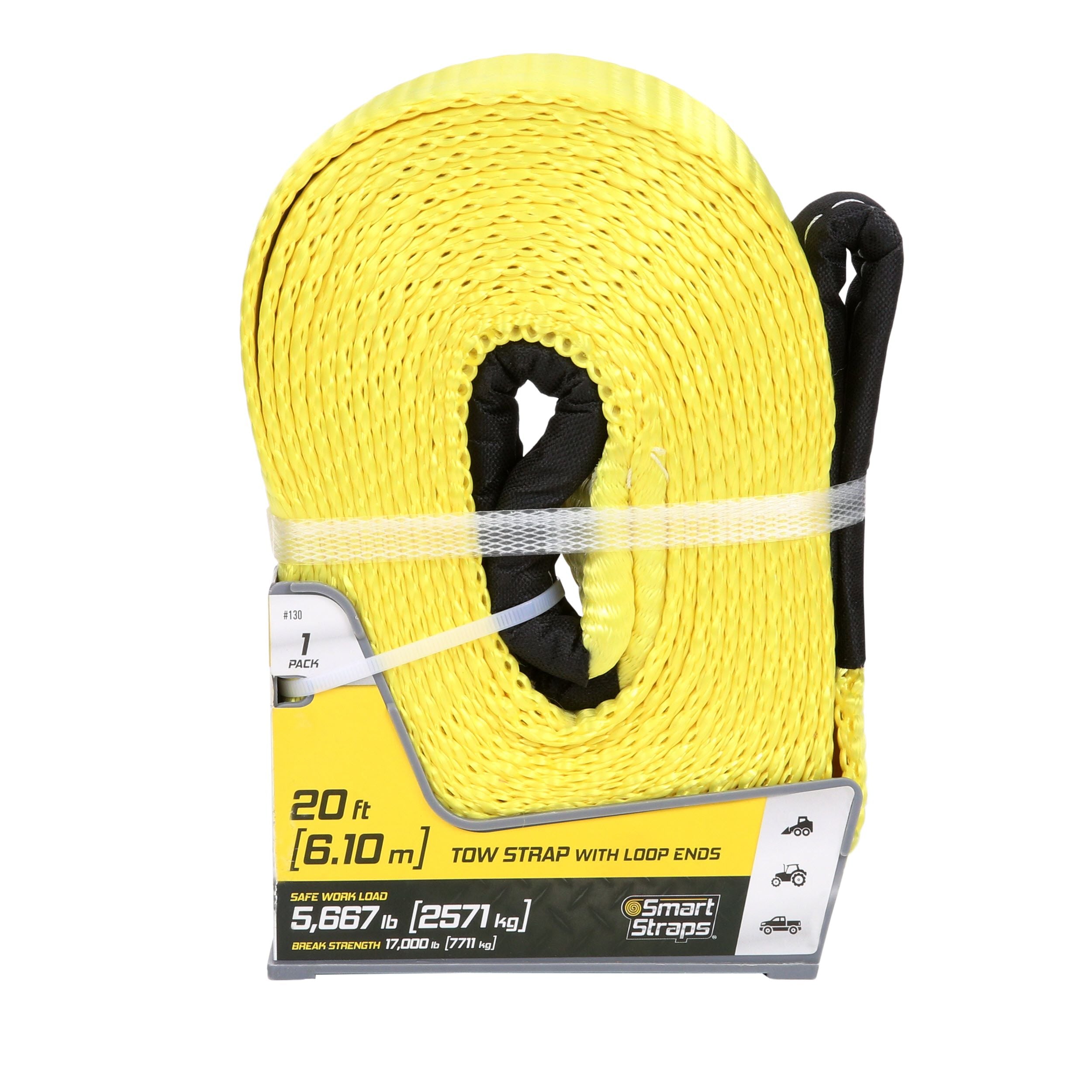 2" x 20 Ft Polyester Tow Rope Strap Rope 6,000lb Heavy Duty Strap with 2 Hooks 