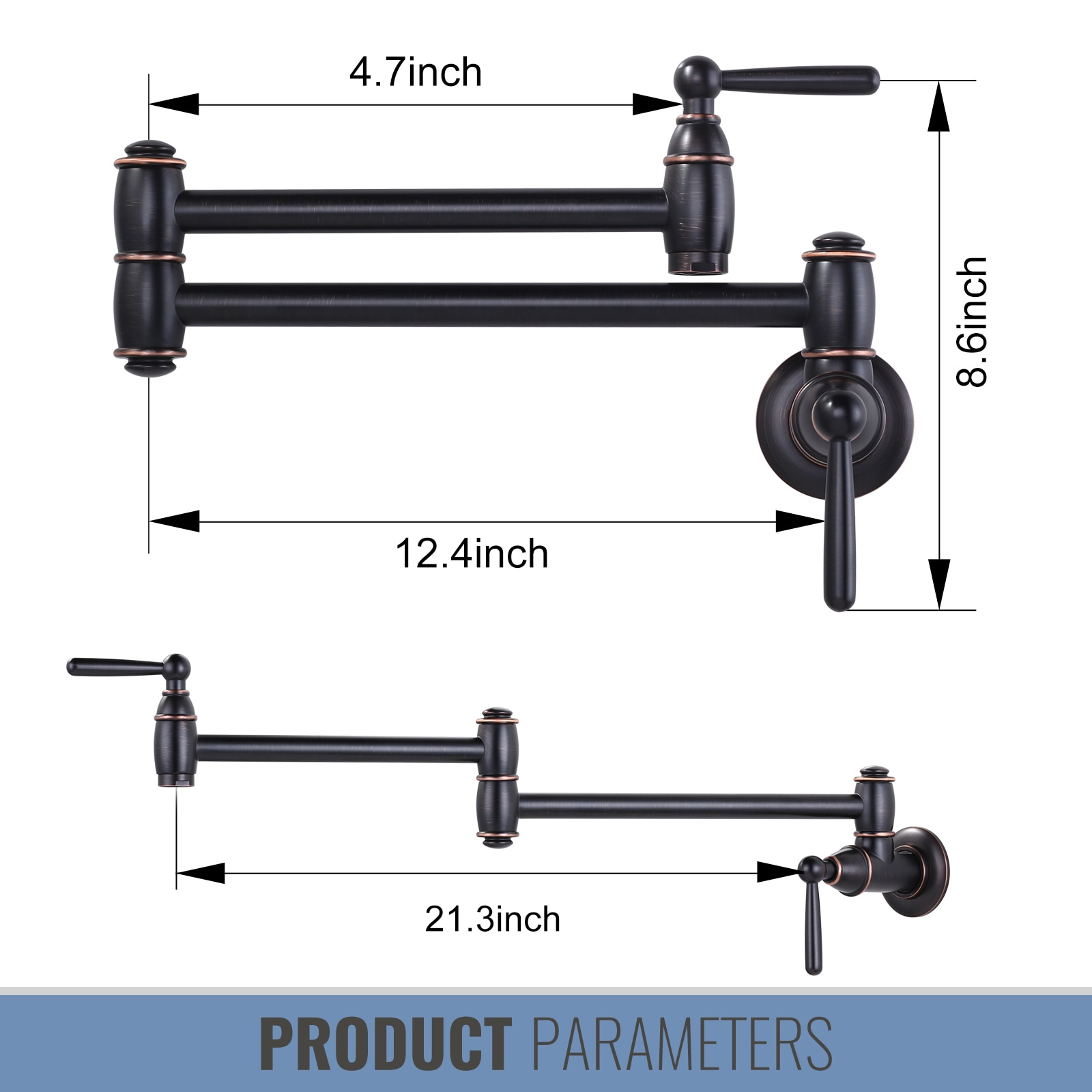 Wowow Oil Rubbed Bronze Double Handle Wall Mount Pot Filler Kitchen Faucet In The Kitchen 0857