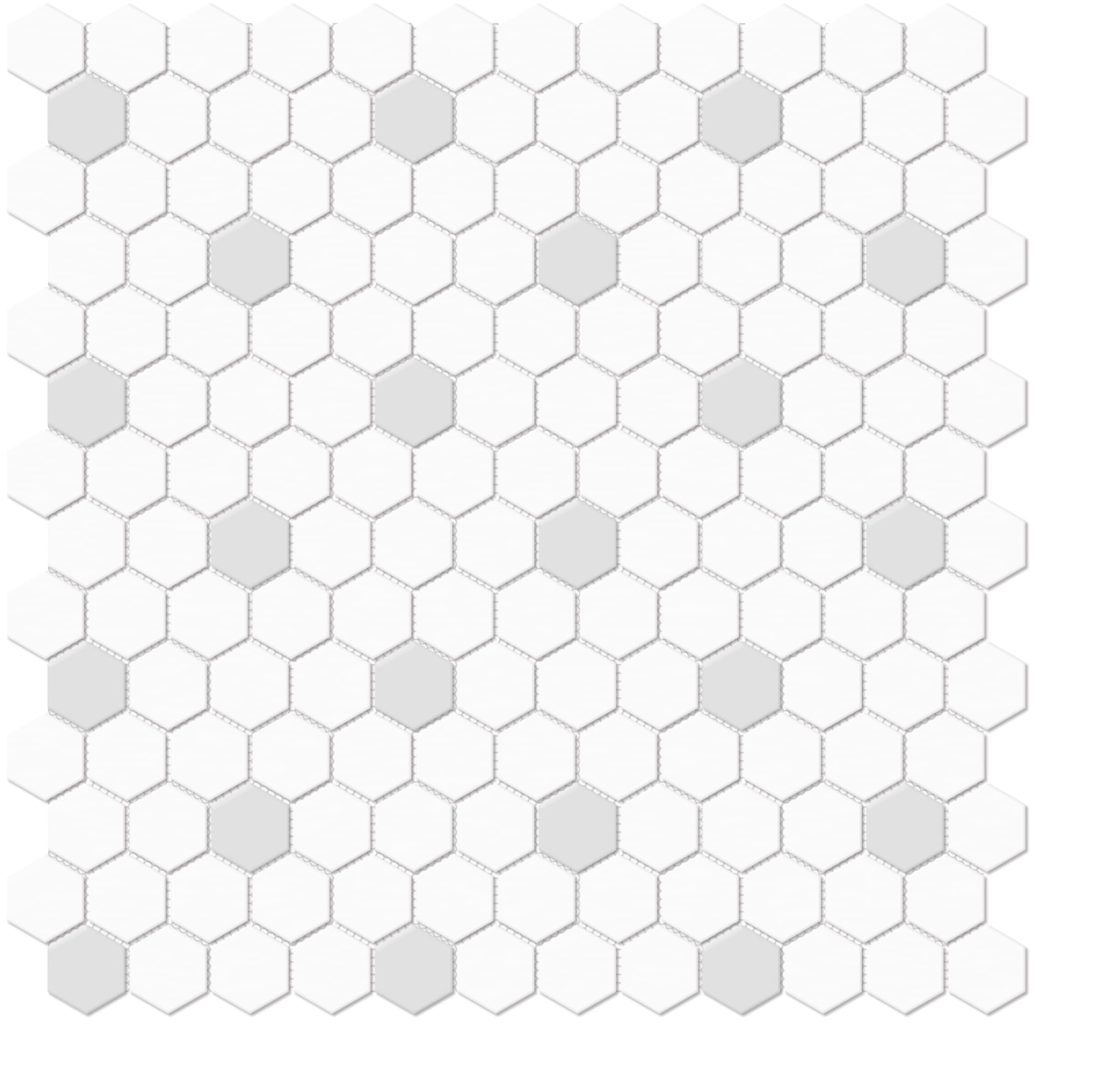 Satori Hudson Brilliant White and Gray 10-in x 12-in Matte Porcelain Hexagon Mosaic Floor and Wall Tile (0.82-sq. ft/ Piece)