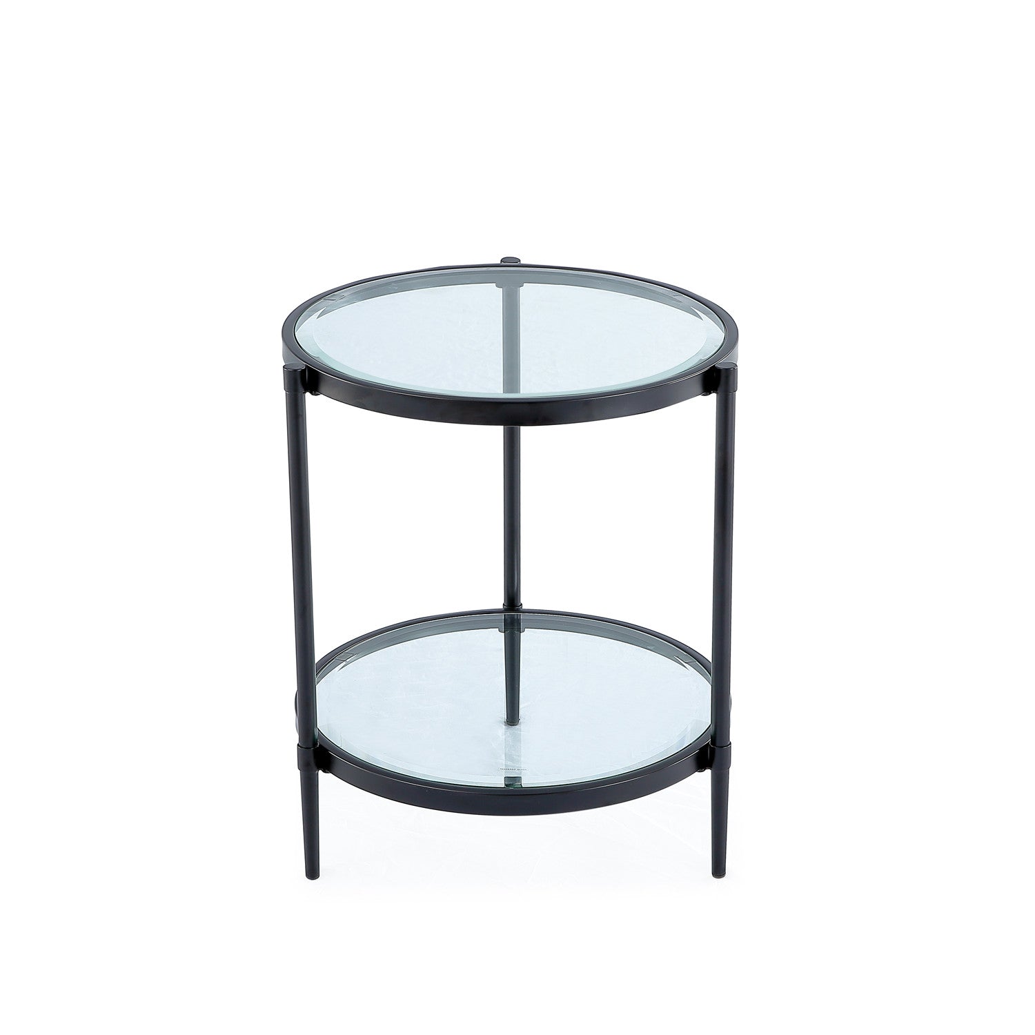 Boyel Living WF-ET-1353D-BK 21.65 in. Black Frame Round Glass Top Coffee Table with Storage Shelf