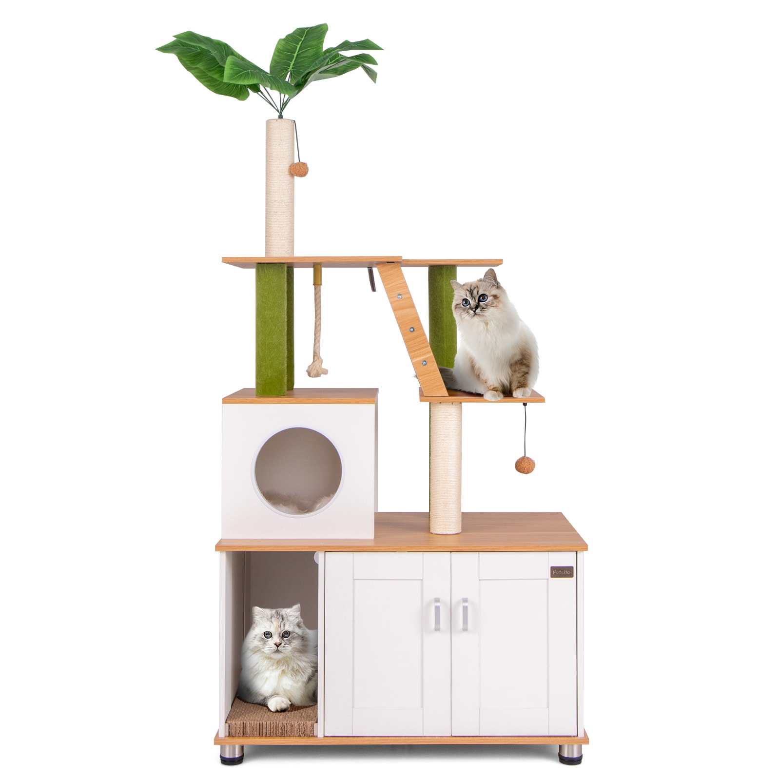 Ayelon Green + White + Natural Hooded Litter box concealment